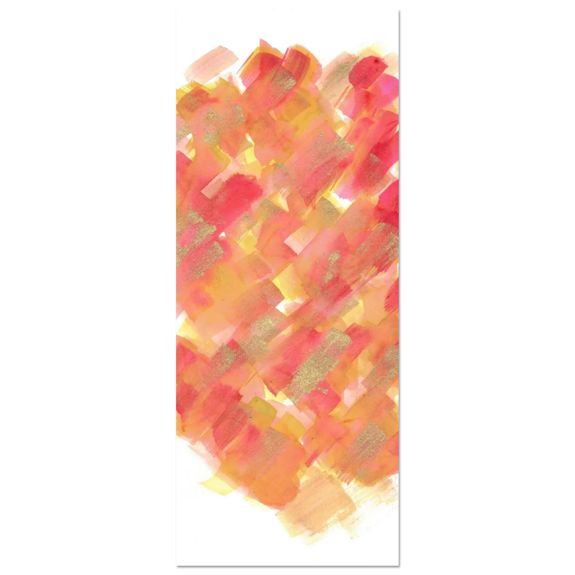 Abstract Golden Sunrise Watercolor Matte Poster - Warm Brushstrokes & Glimmering Accents - Laure Leprince - Artiste Peintre