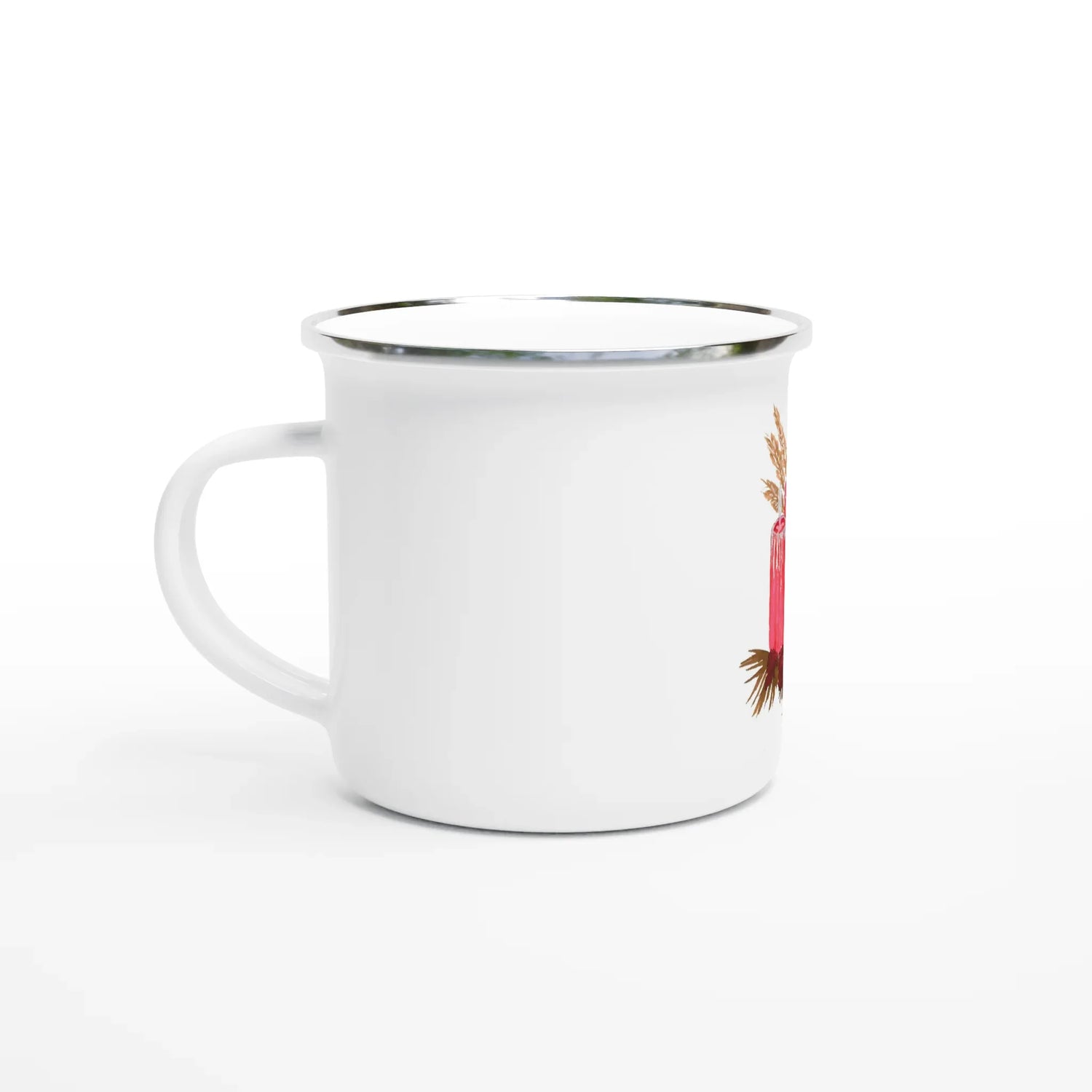 Mug en émail blanc 35 cl Bougie – Léger, vintage et résistant - Laure Leprince - Artiste Peintre