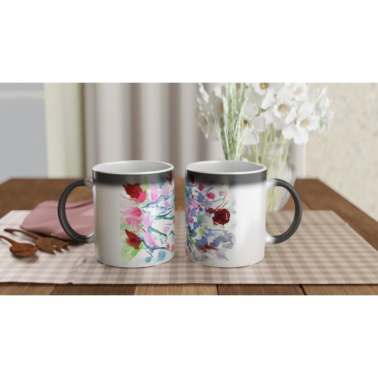 Mug magique en céramique 325 ml Floral– Révèlez votre motif à la chaleur - Laure Leprince - Artiste Peintre