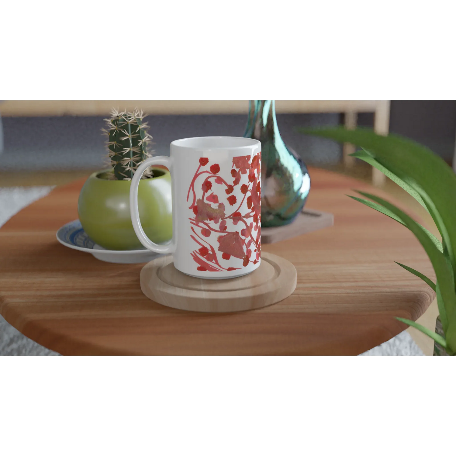 Mug en céramique blanche 44 cl Bois de Rubis – Grand format, design et qualité durable - Laure Leprince - Artiste Peintre