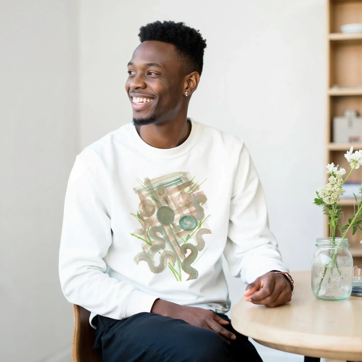 Sweatshirt Unisexe Classique Moss Geometry– Impression Artistique Multicolore - Laure Leprince - Artiste Peintre