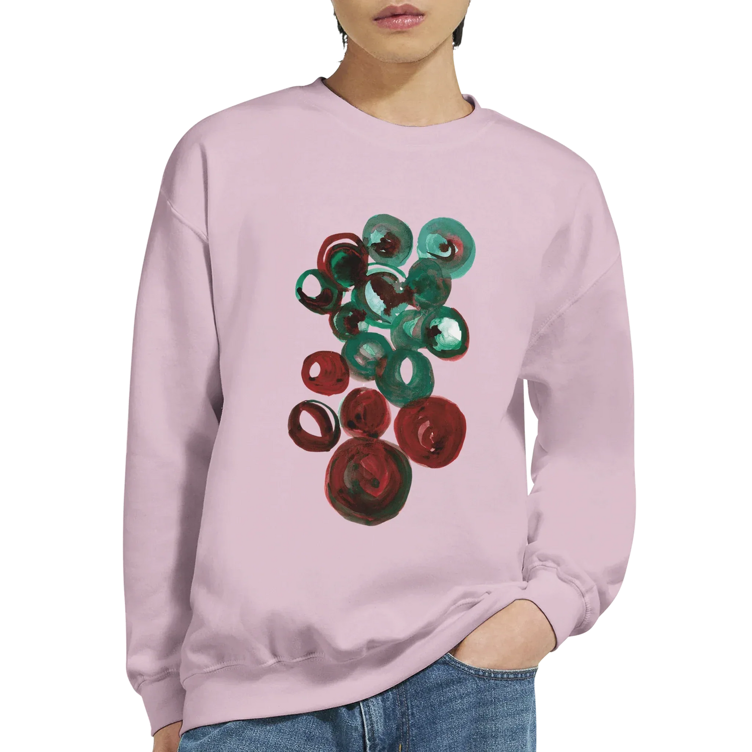 Sweatshirt Unisexe Classique Resonance Emeraude – Impression Artistique Multicolore - Laure Leprince - Artiste Peintre