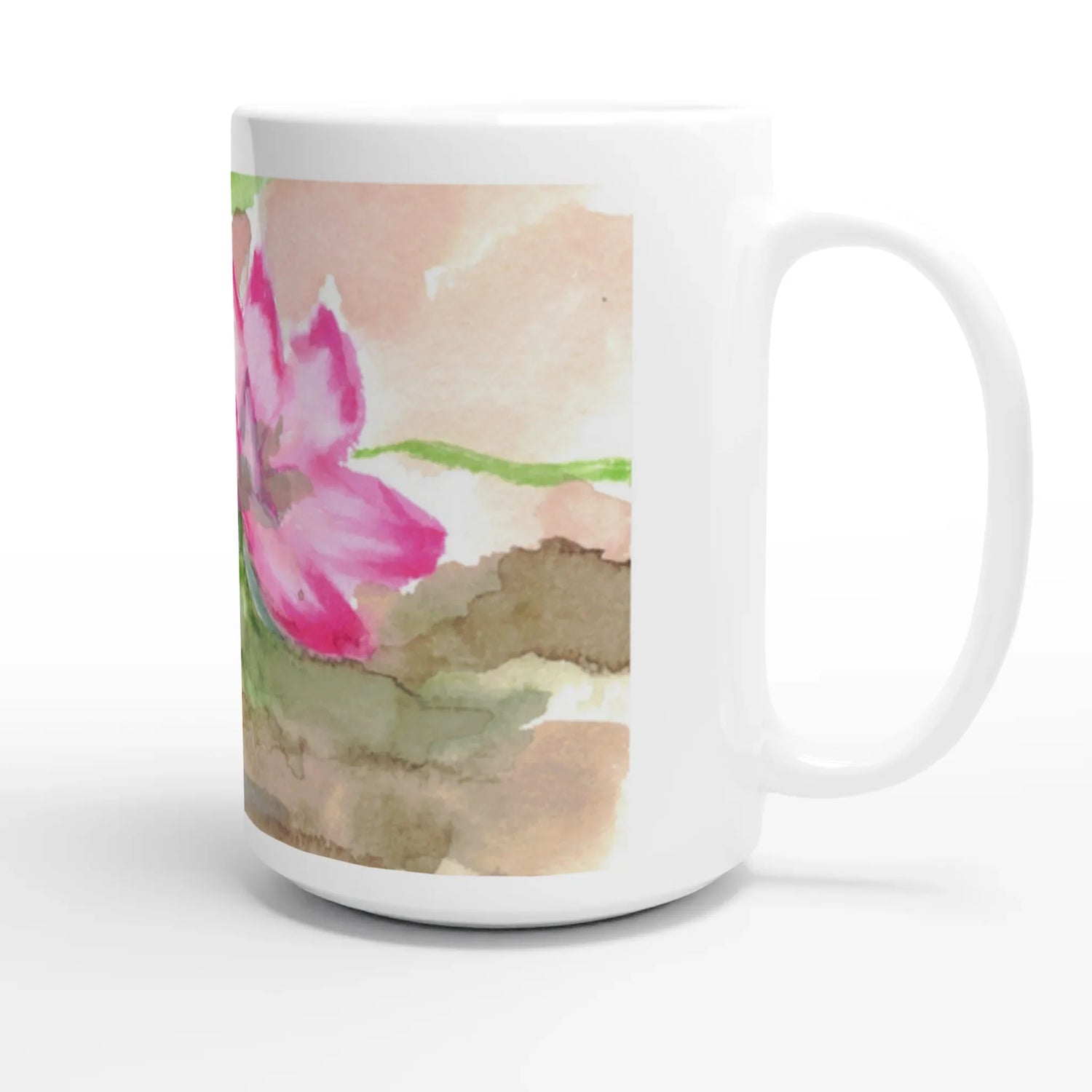 Mug en céramique blanche 44 cl Terrasses de lotus – Grand format, design et qualité durable - Laure Leprince - Artiste Peintre