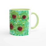 Mug 11oz - 325 ml - Ceramic Mug with Color Inside Green Echo - Laure Leprince - Artiste Peintre