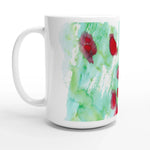 Mug en céramique blanche 44 cl Eclats Rouges – Grand format, design et qualité durable - Laure Leprince - Artiste Peintre