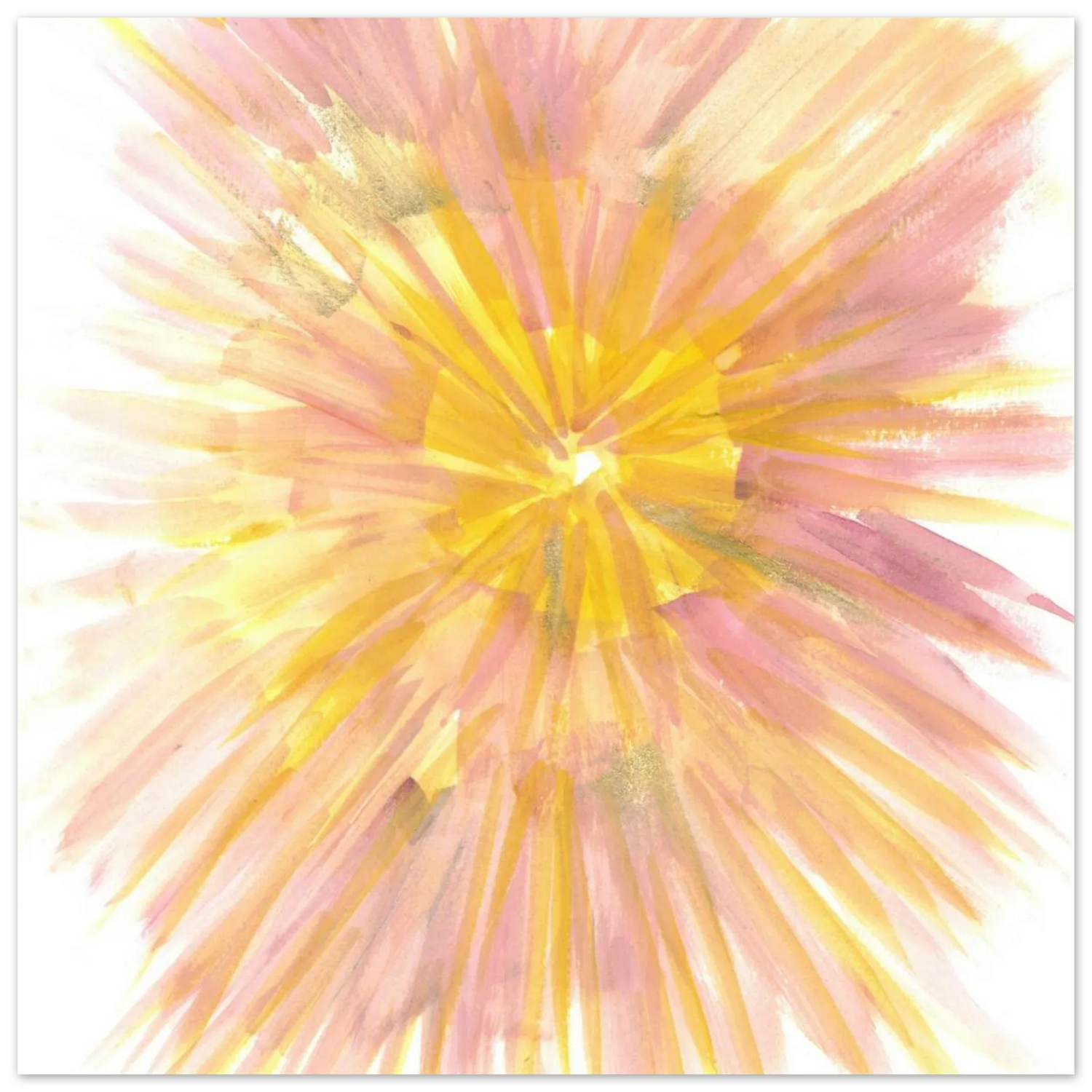 Abstract Sunrise Burst Art Print - Premium Matte Paper Poster with Dynamic Watercolor Design - Laure Leprince - Artiste Peintre