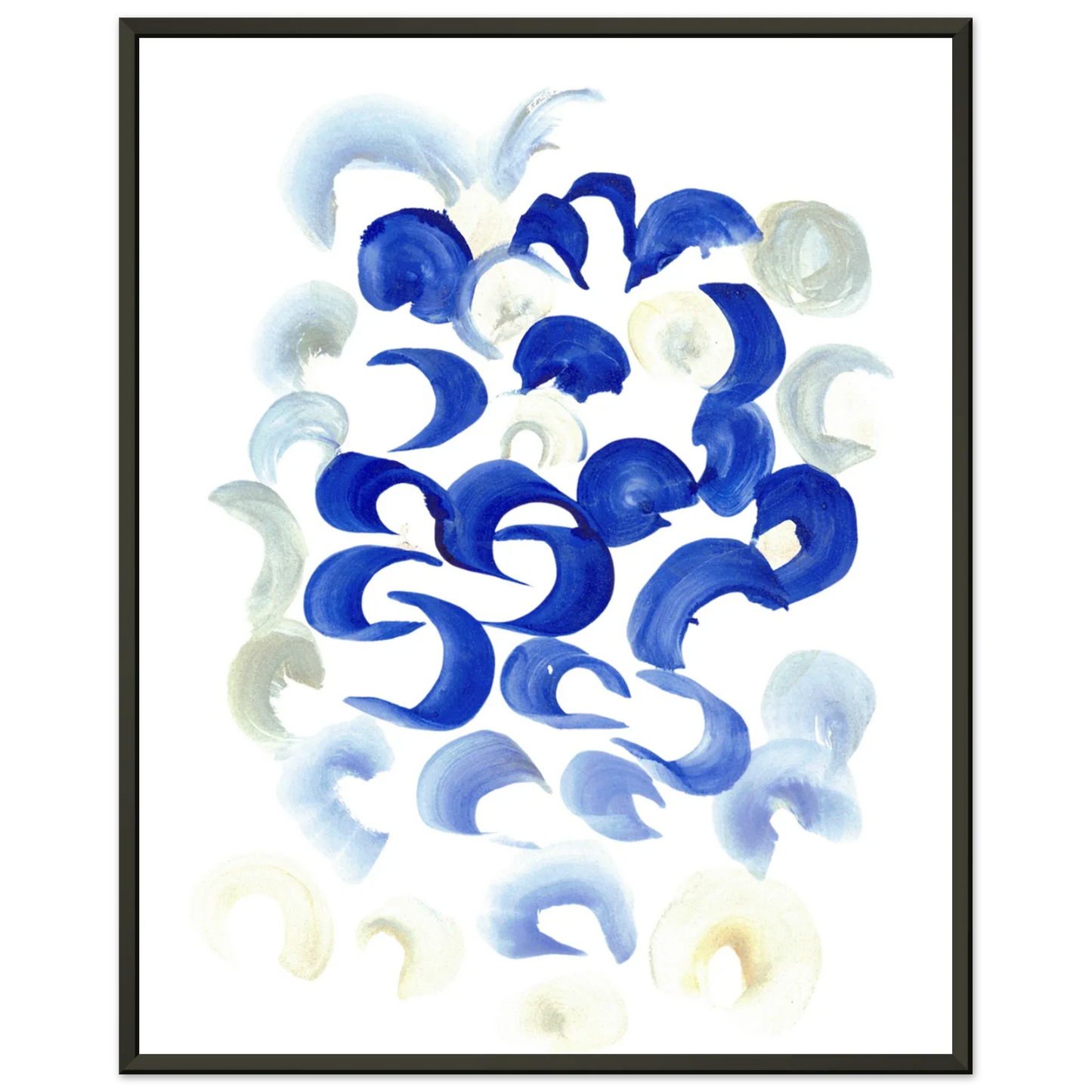 Classic Semi-Glossy Paper Metal Framed Poster Blue Swirls - Laure Leprince - Artiste Peintre