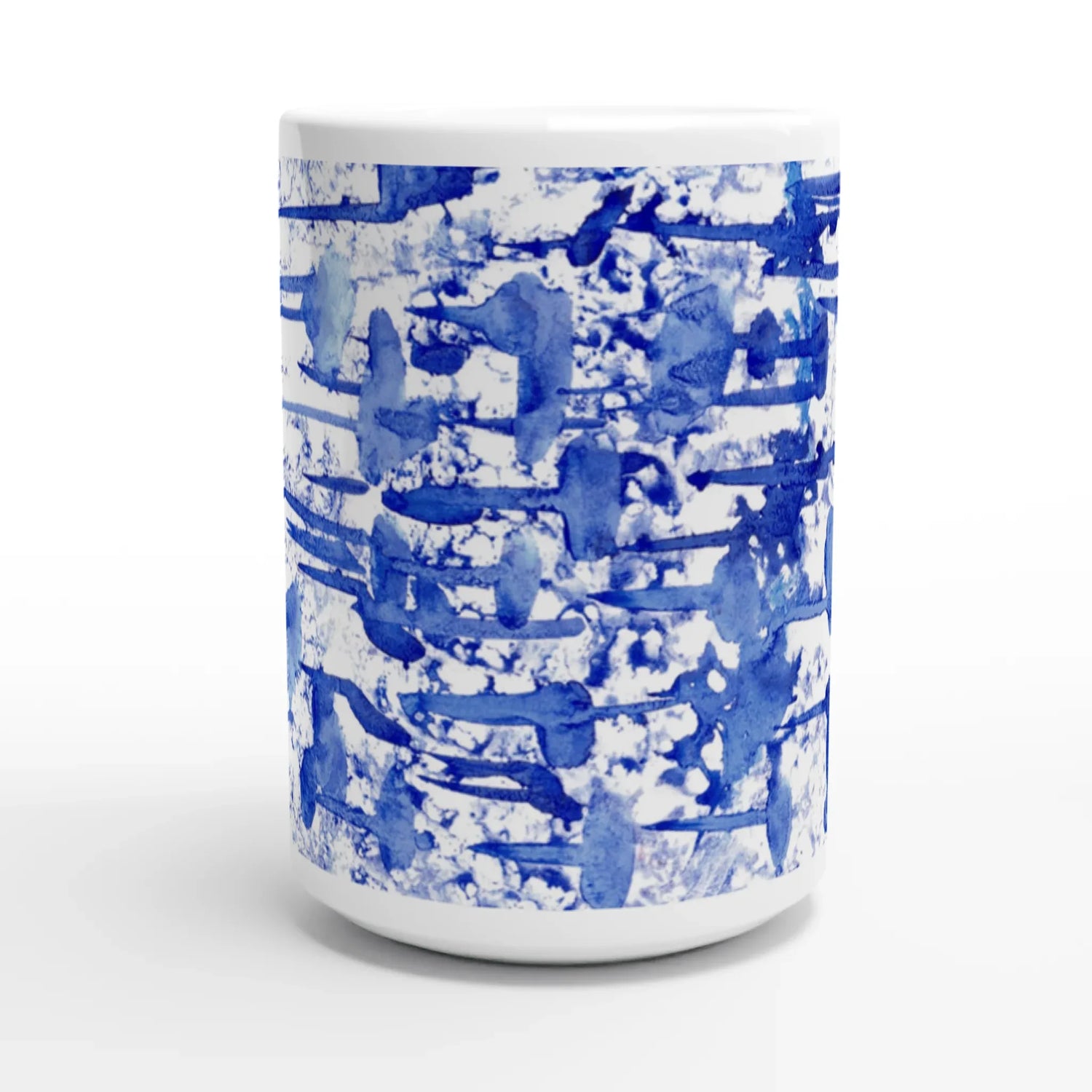 Mug en céramique blanche 44 cl Forêt Indigo – Grand format, design et qualité durable - Laure Leprince - Artiste Peintre