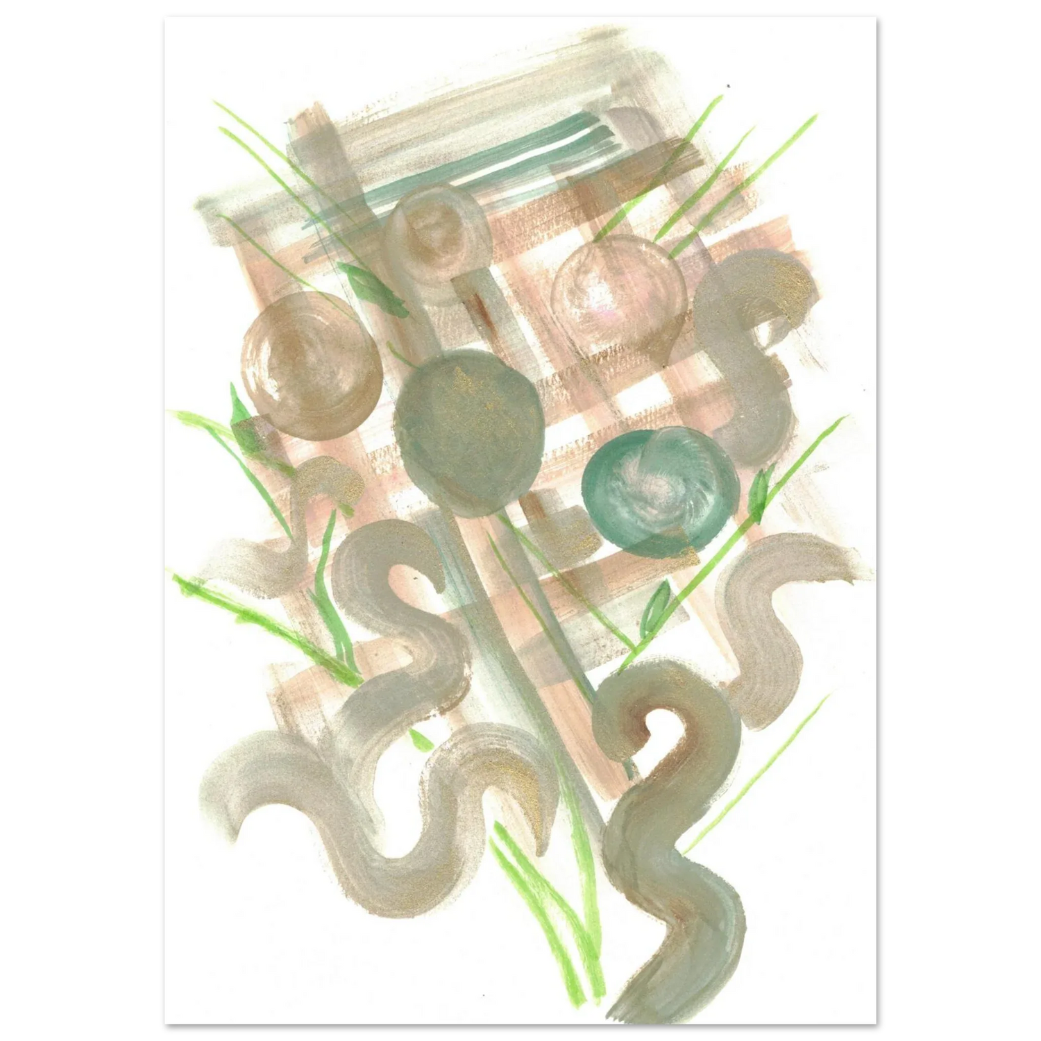 Abstract Earth Tones & Green Strokes Art Print – Premium Matte Paper Poster RDJ3-1 - Laure Leprince - Artiste Peintre