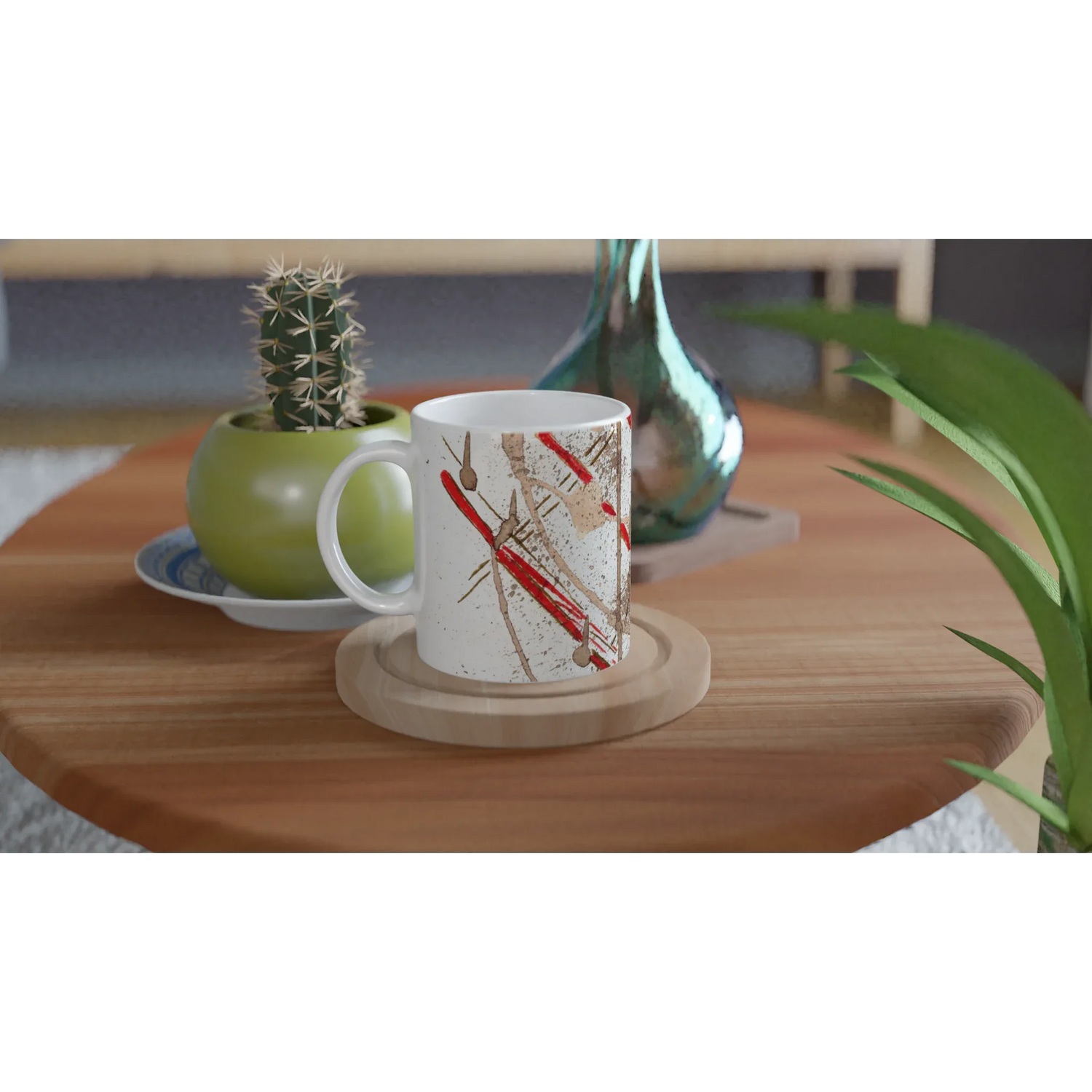 Mug en céramique blanche 325 ml avec intérieur coloré particules – Élégance et originalité au quotidien - Laure Leprince - Artiste Peintre