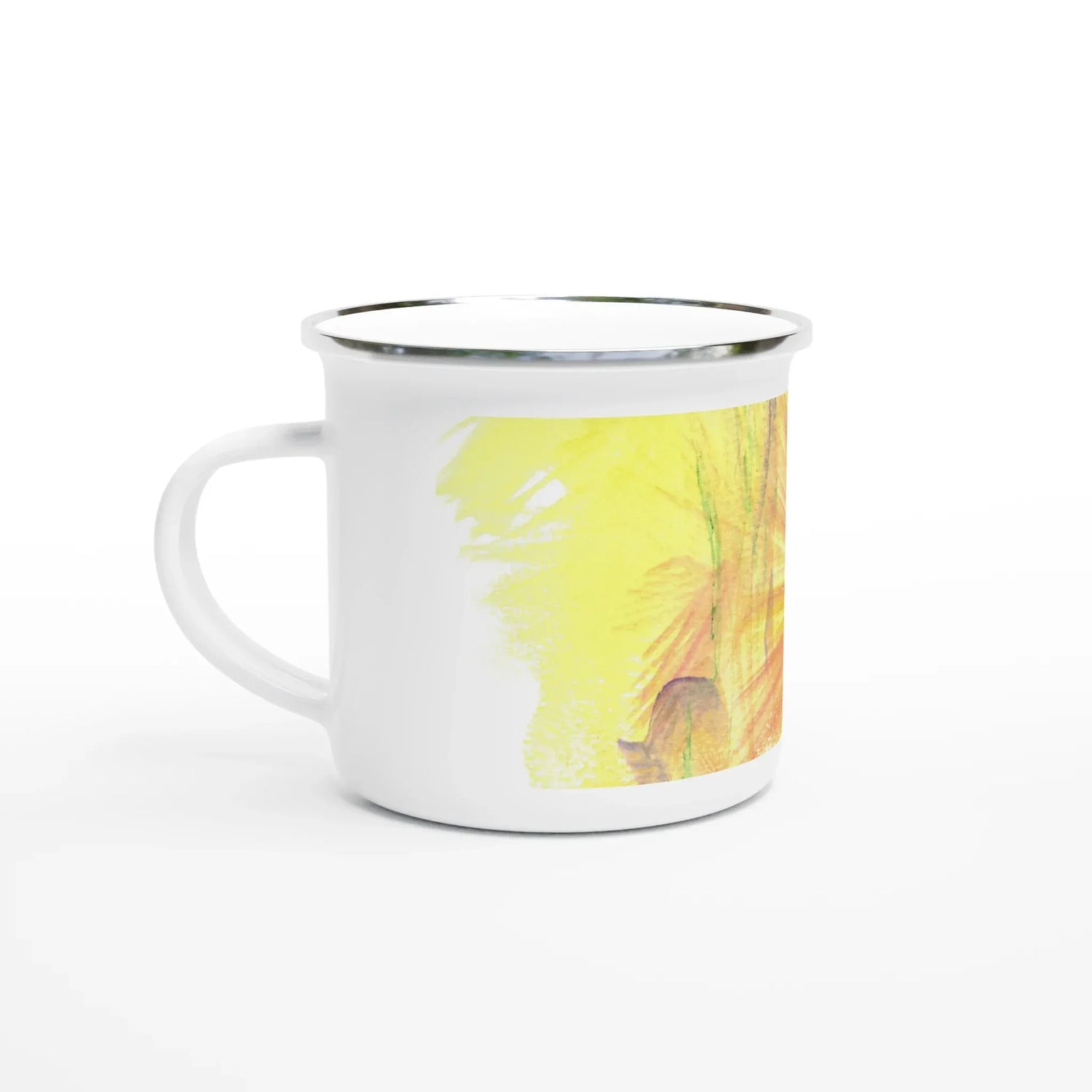 Mug en émail blanc 35 cl Sun Whisper – Léger, vintage et résistant - Laure Leprince - Artiste Peintre