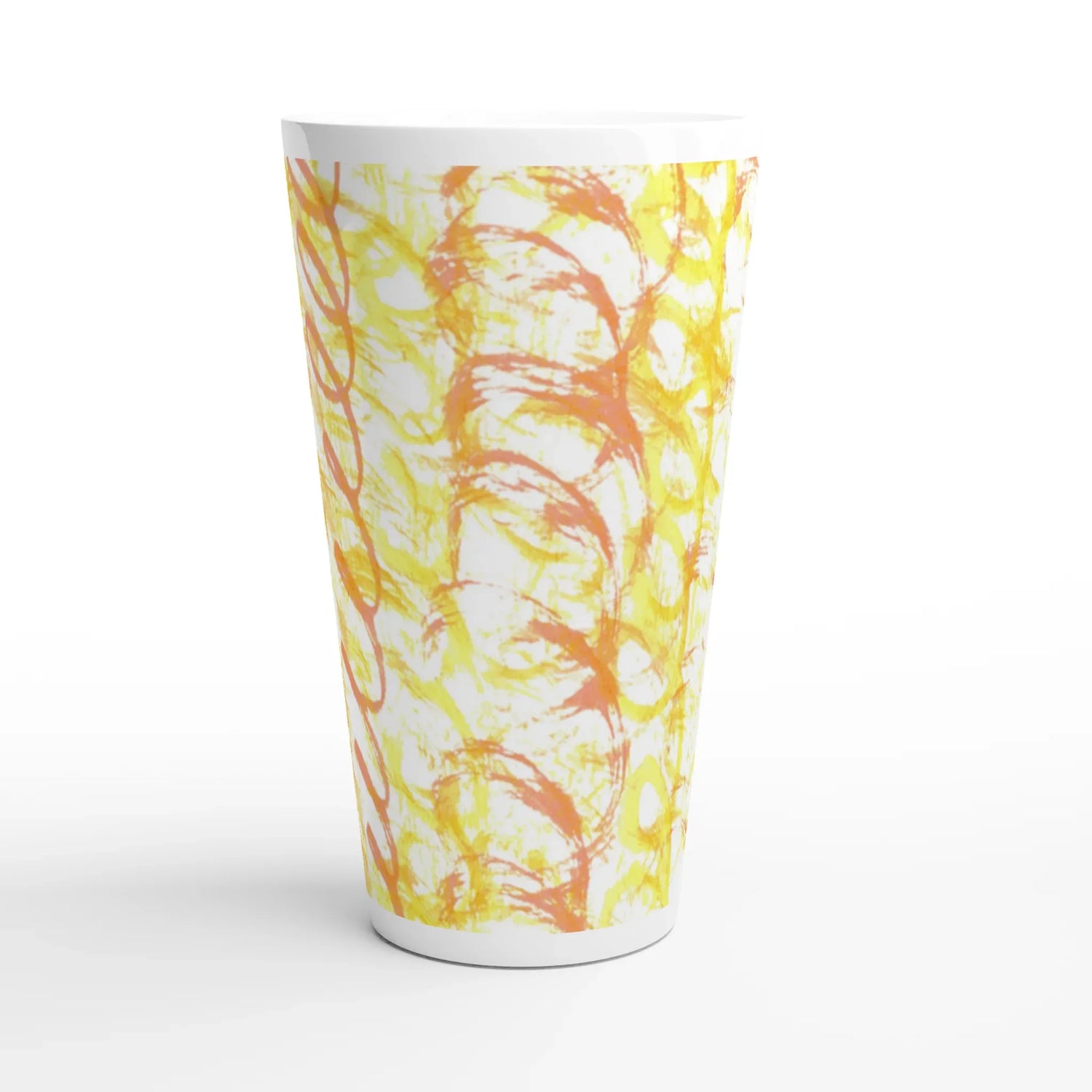 Mug à Latte en Céramique Blanche 500 ml Yellow Waves – Élégant, durable et brillant - Laure Leprince - Artiste Peintre