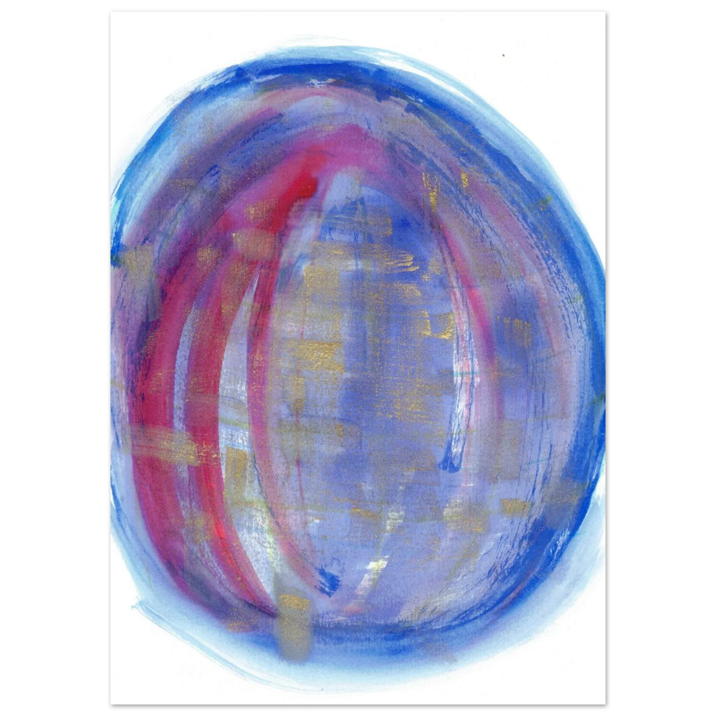 Cosmic Aura Abstract Watercolor Poster – Vibrant Blue, Magenta & Gold, Premium Matte Finish - Laure Leprince - Artiste Peintre