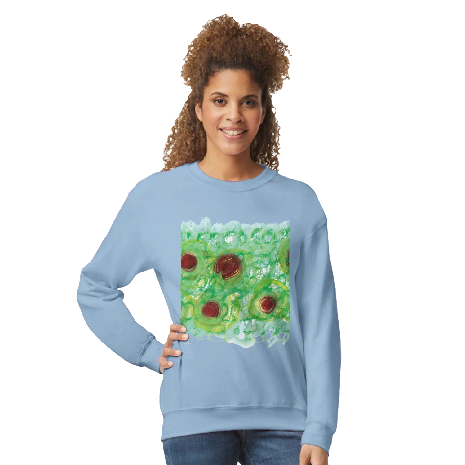 Sweatshirt Unisexe Classique Green Echo – Impression Artistique Multicolore - Laure Leprince - Artiste Peintre