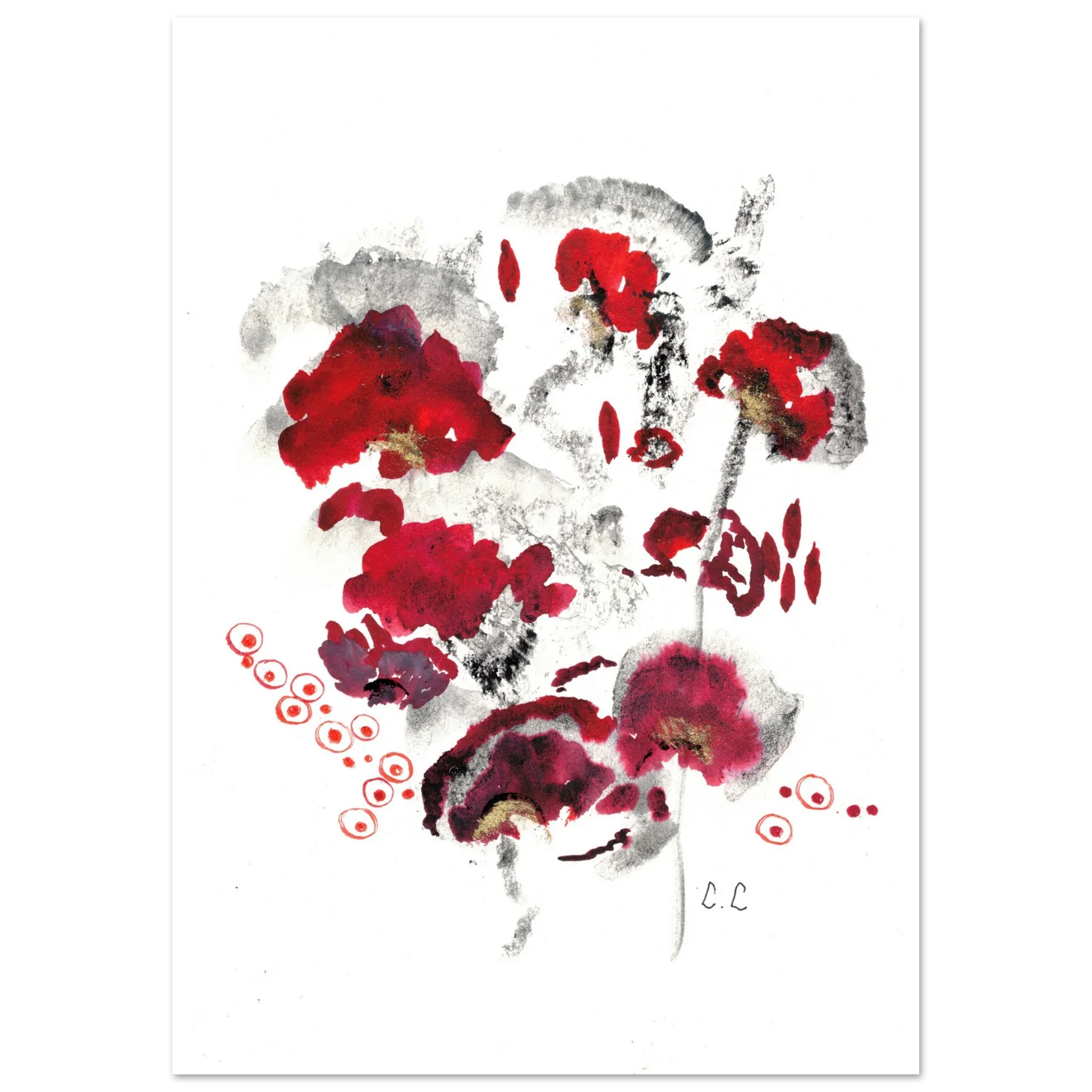 Affiche premium sur papier mat Pavots – Art mural de qualité supérieure - Laure Leprince - Artiste Peintre