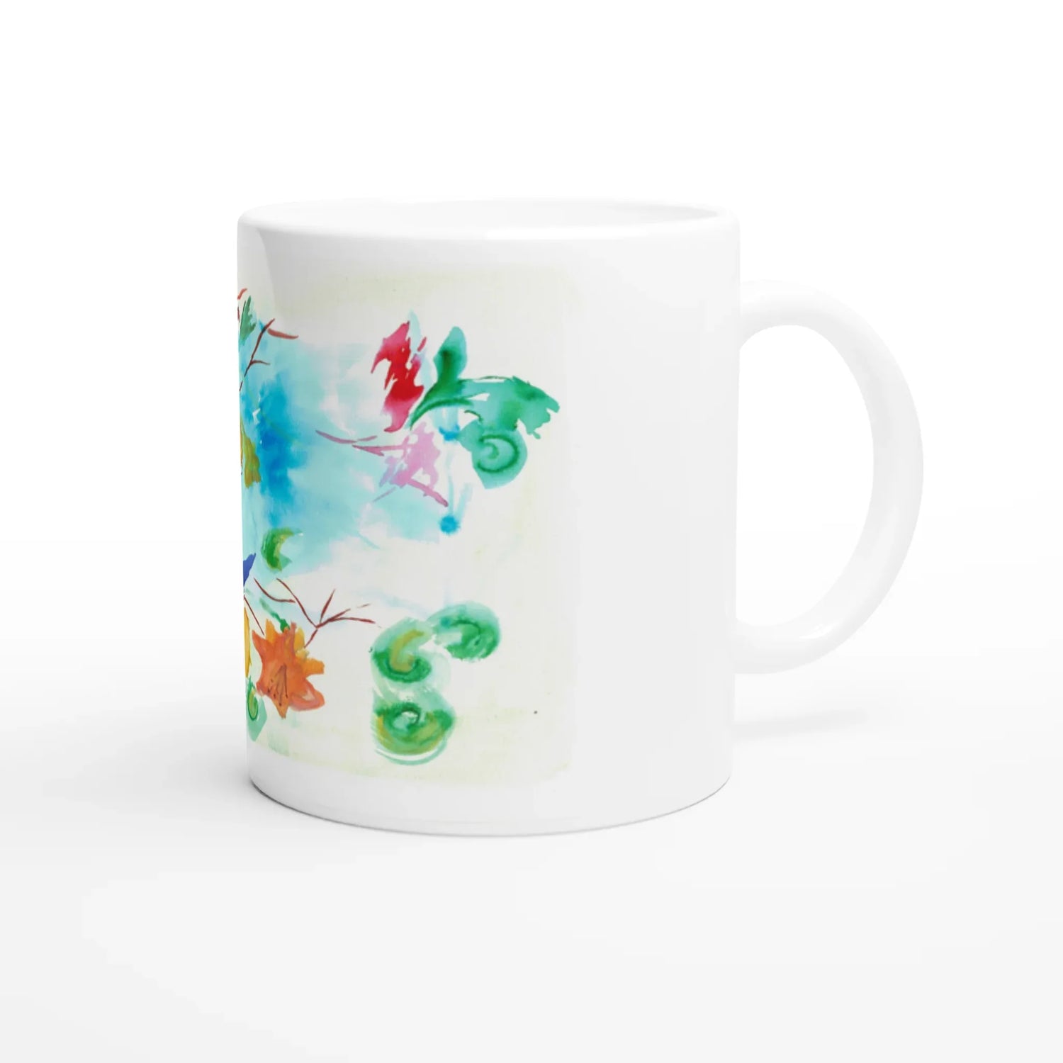 Mug en céramique blanche 325 ml Jardin Lumineux – Élégance, sécurité et durabilité - Laure Leprince - Artiste Peintre