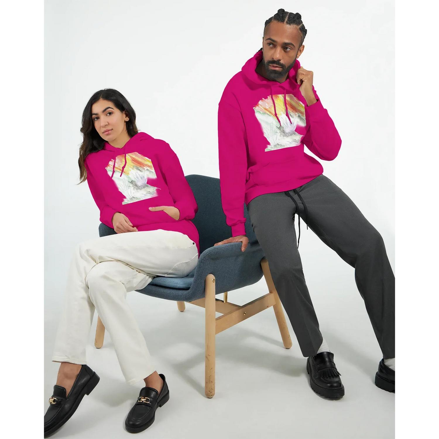 Sweat à capuche unisexe artistiqueLavander Drift| Gildan® 18500 White - Laure Leprince - Artiste Peintre