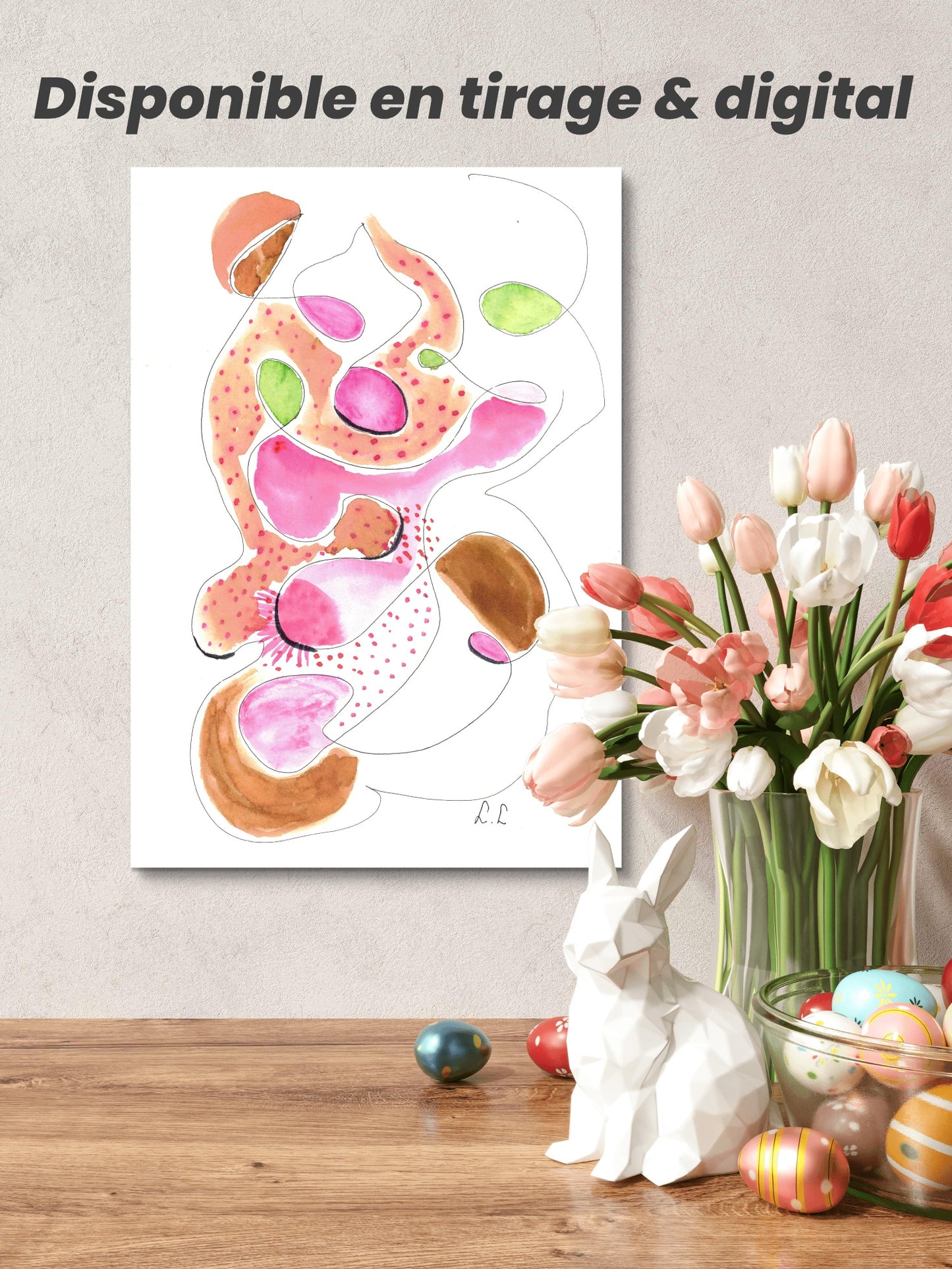 Morphologies roses – aquarelle abstraite | Laure Leprince