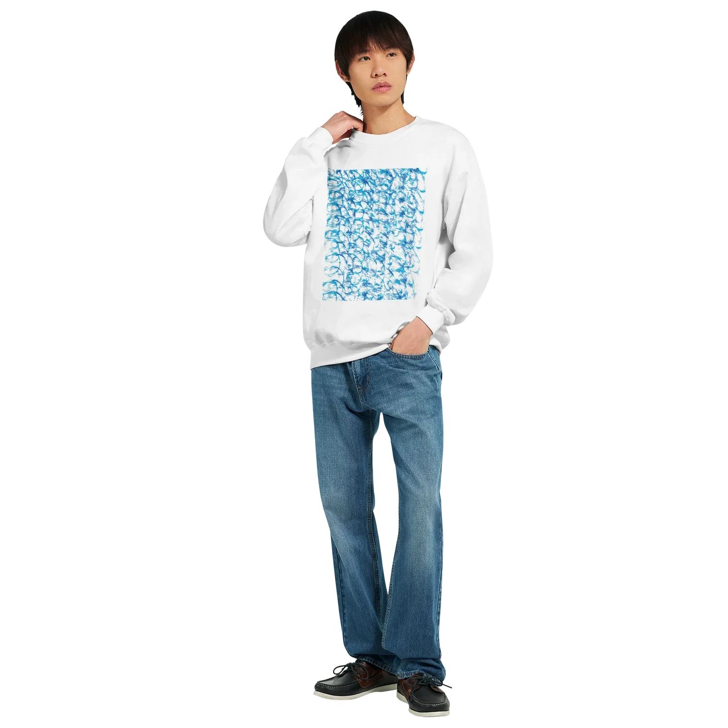Sweatshirt Unisexe Classique Blue Waves– Impression Artistique Multicolore - Laure Leprince - Artiste Peintre