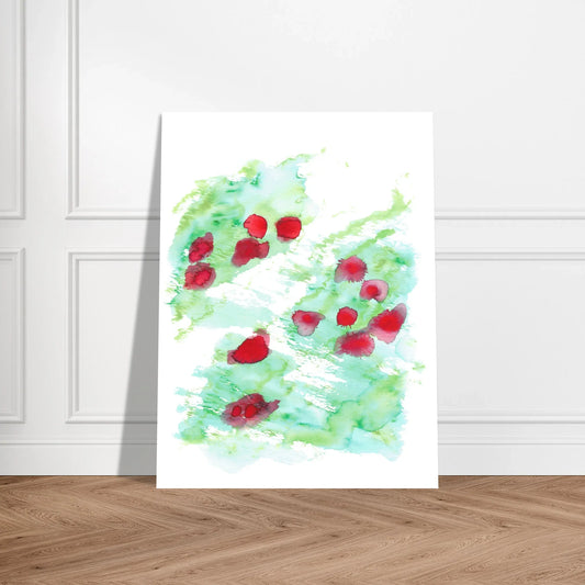 Affiche premium sur papier mat Eclats Rouges – Art mural de qualité supérieure - Laure Leprince - Artiste Peintre