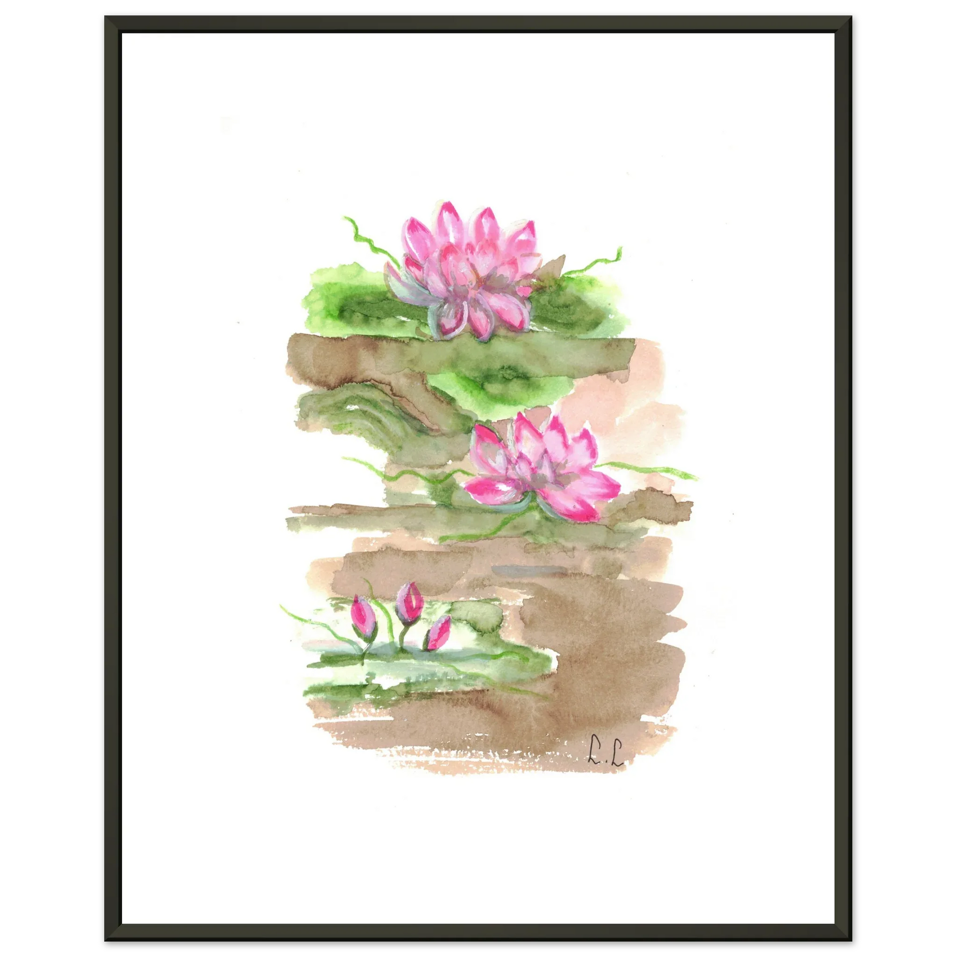 Classic Semi-Glossy Paper Metal Framed Poster Terrasses de lotus - Laure Leprince - Artiste Peintre