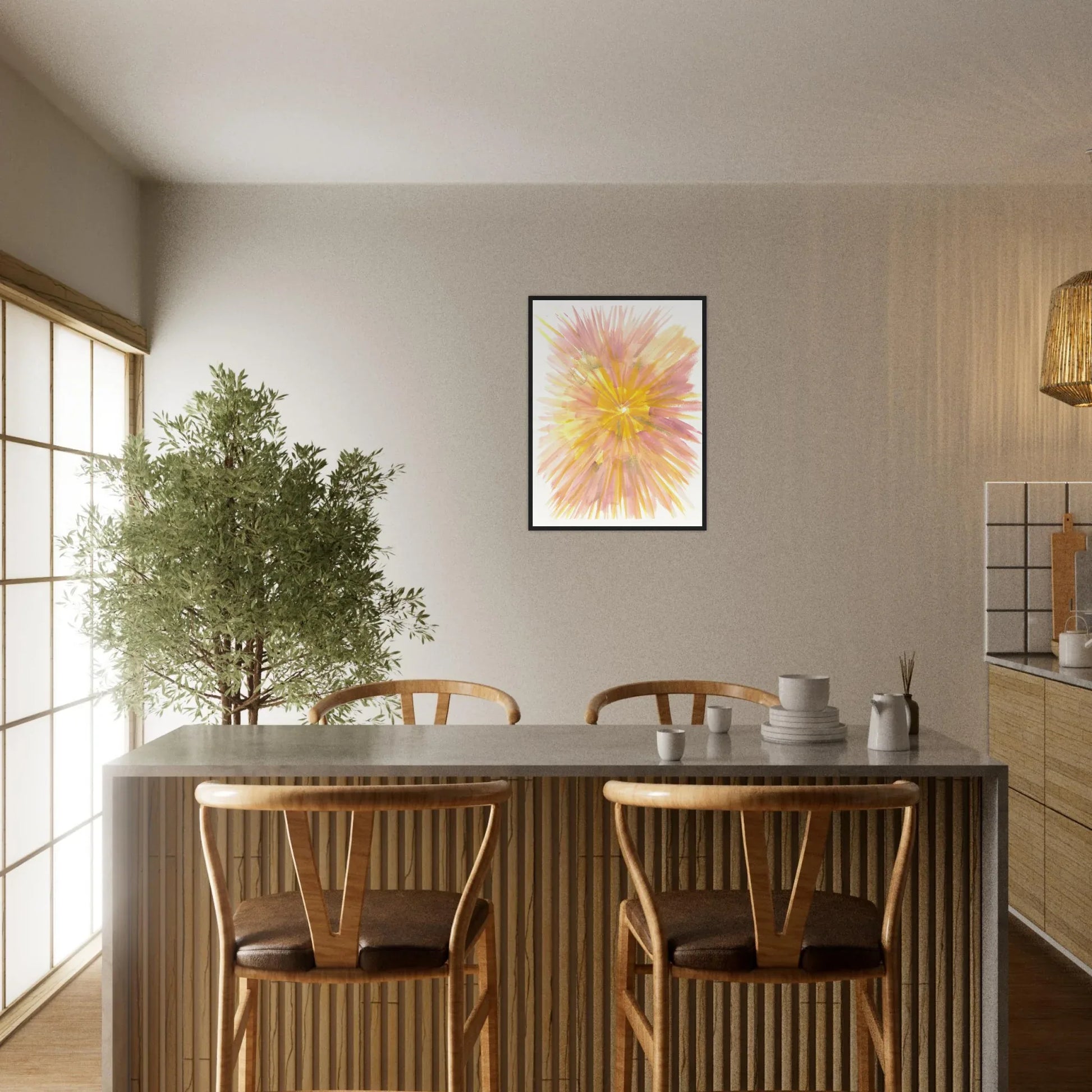Abstract Watercolor Framed Poster – Museum Quality Jardin des Ombrelles - Laure Leprince - Artiste Peintre
