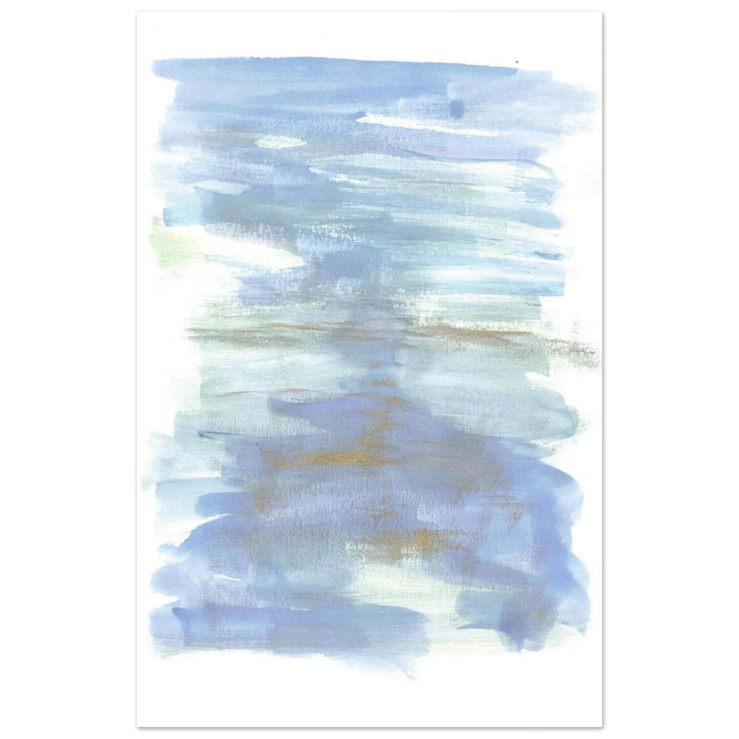 Abstract Horizon Watercolor Art Print - Serene Blue & Gold Matte Paper Poster for Modern Spaces - Laure Leprince - Artiste Peintre