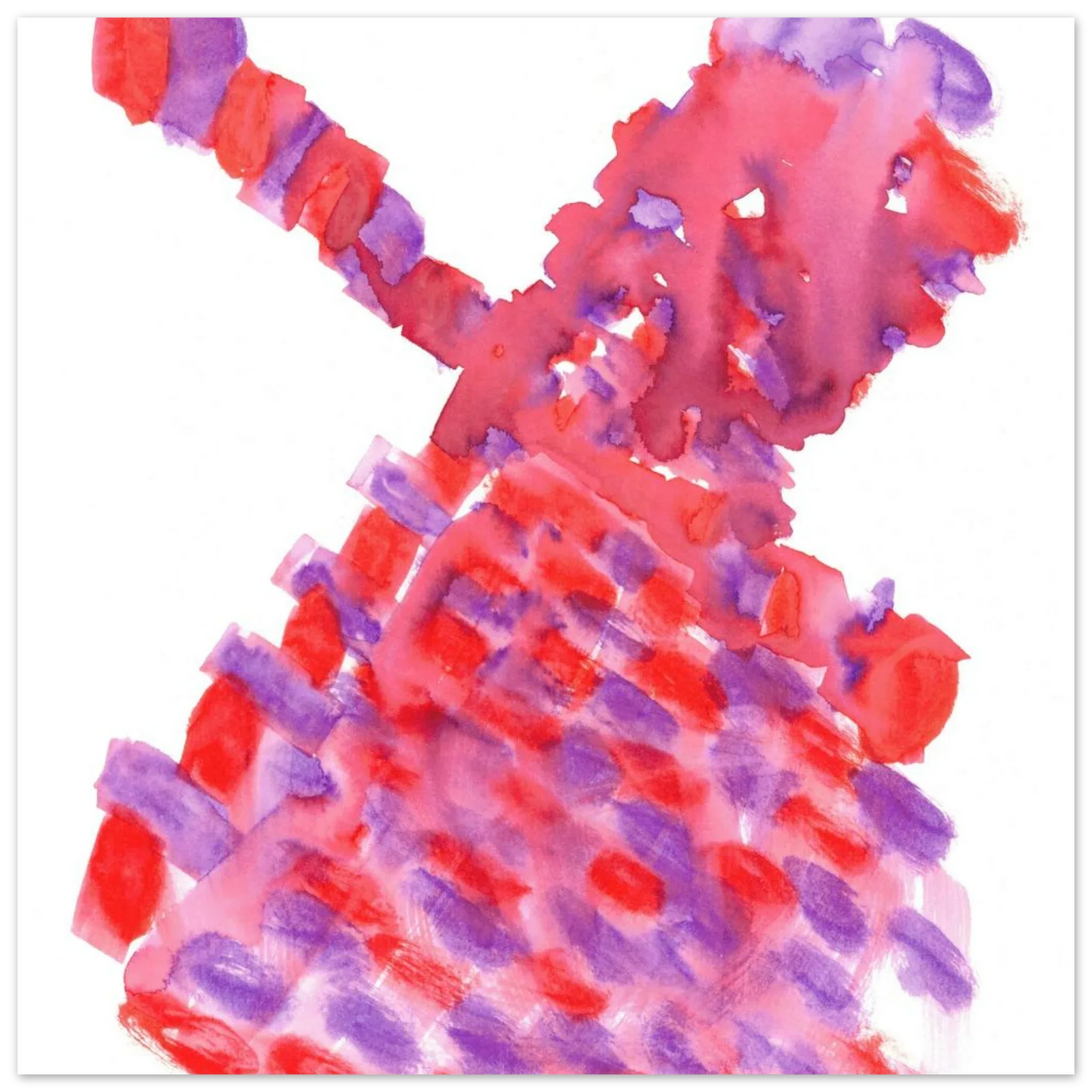 Abstract Watercolor Windmill Premium Matte Poster - Vibrant Red & Purple Art Print for Modern Spaces - Laure Leprince - Artiste Peintre
