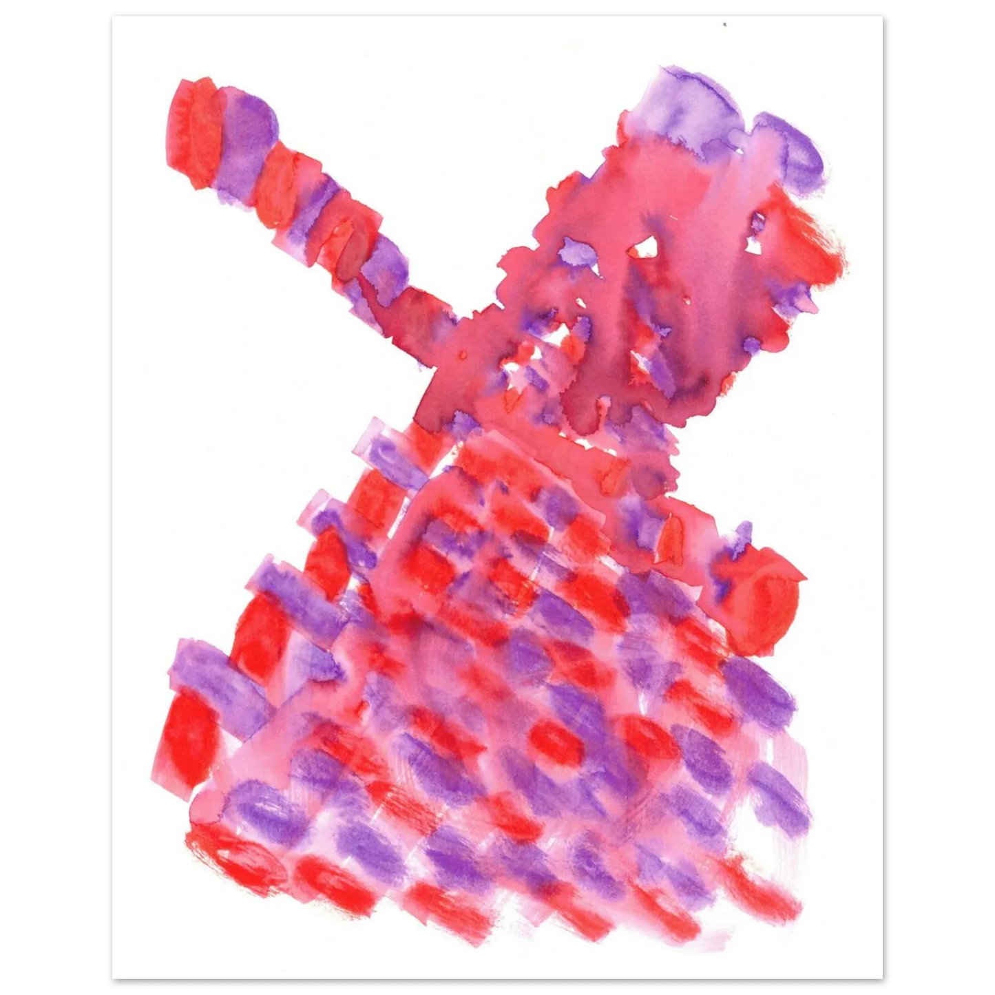 Abstract Watercolor Windmill Premium Matte Poster - Vibrant Red & Purple Art Print for Modern Spaces - Laure Leprince - Artiste Peintre