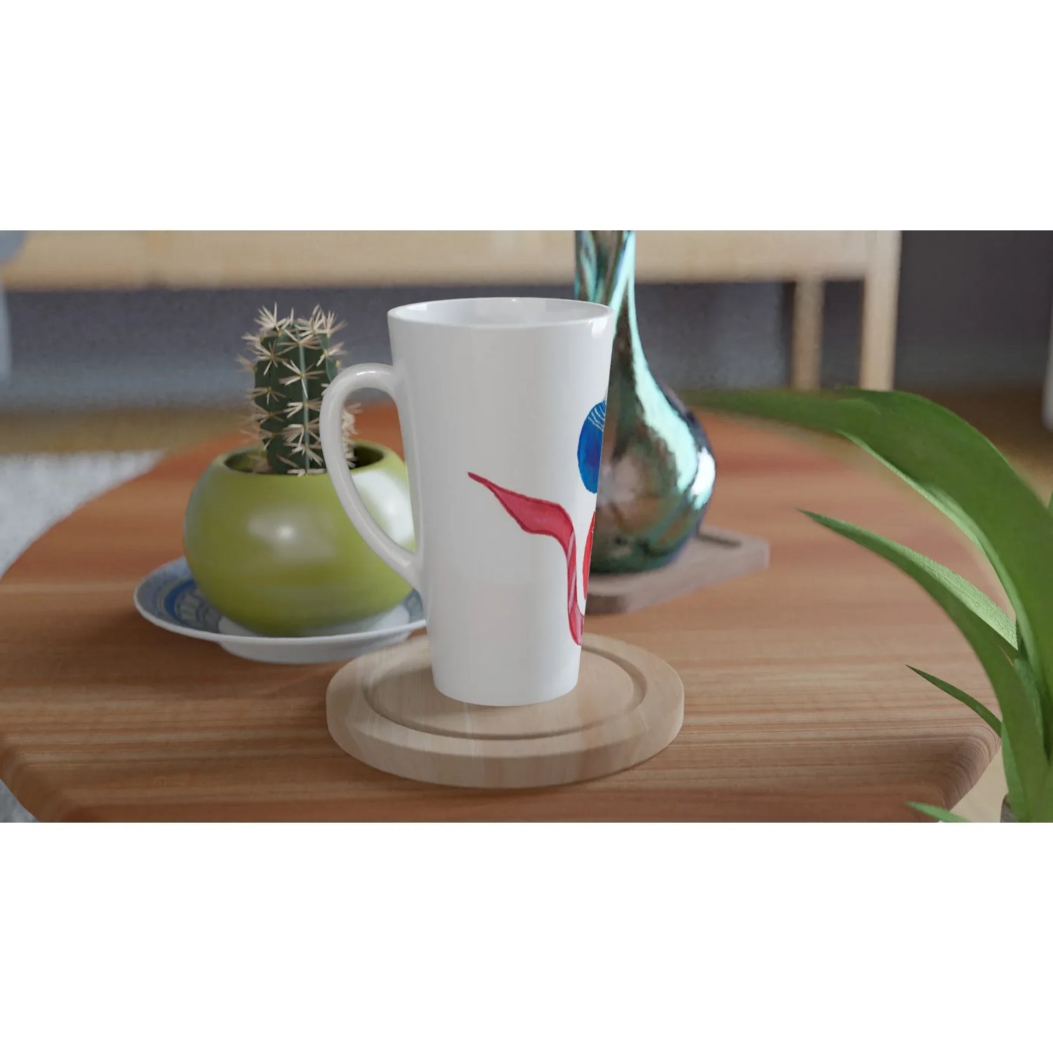 Mug à Latte en Céramique Blanche 500 ml Guirlande – Élégant, durable et brillant - Laure Leprince - Artiste Peintre