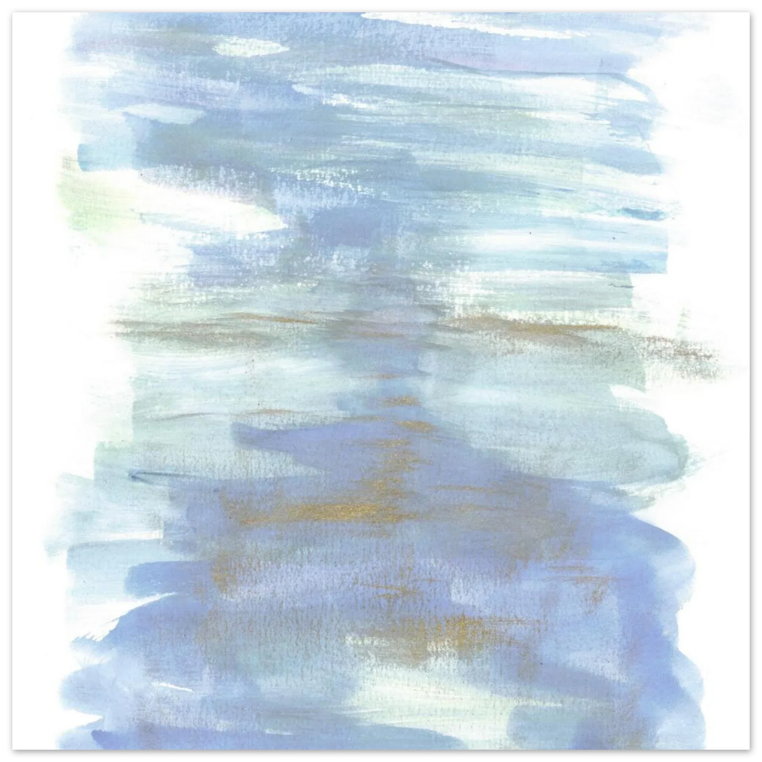 Abstract Horizon Watercolor Art Print - Serene Blue & Gold Matte Paper Poster for Modern Spaces - Laure Leprince - Artiste Peintre