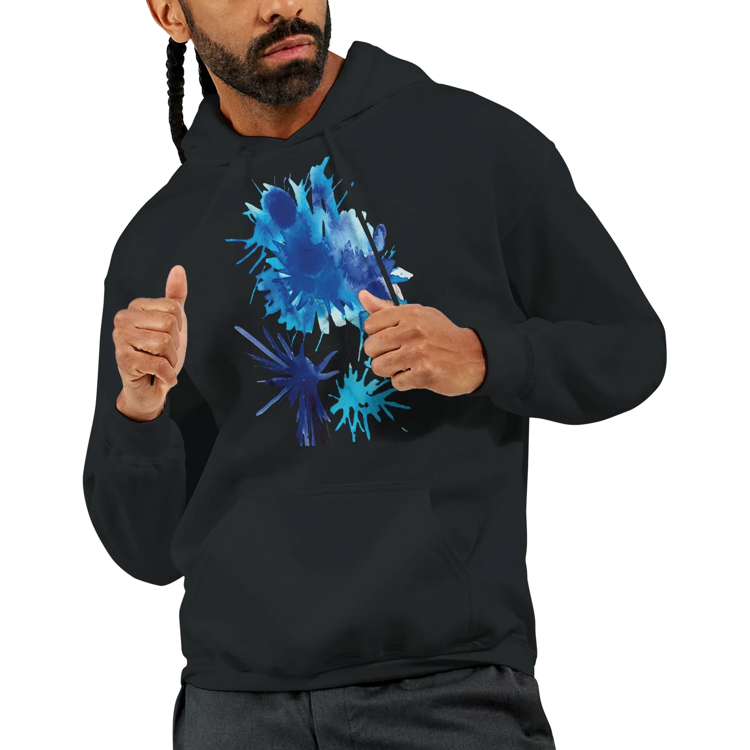 Sweat à capuche unisexe artistique bleuets| Gildan® 18500 - Laure Leprince - Artiste Peintre