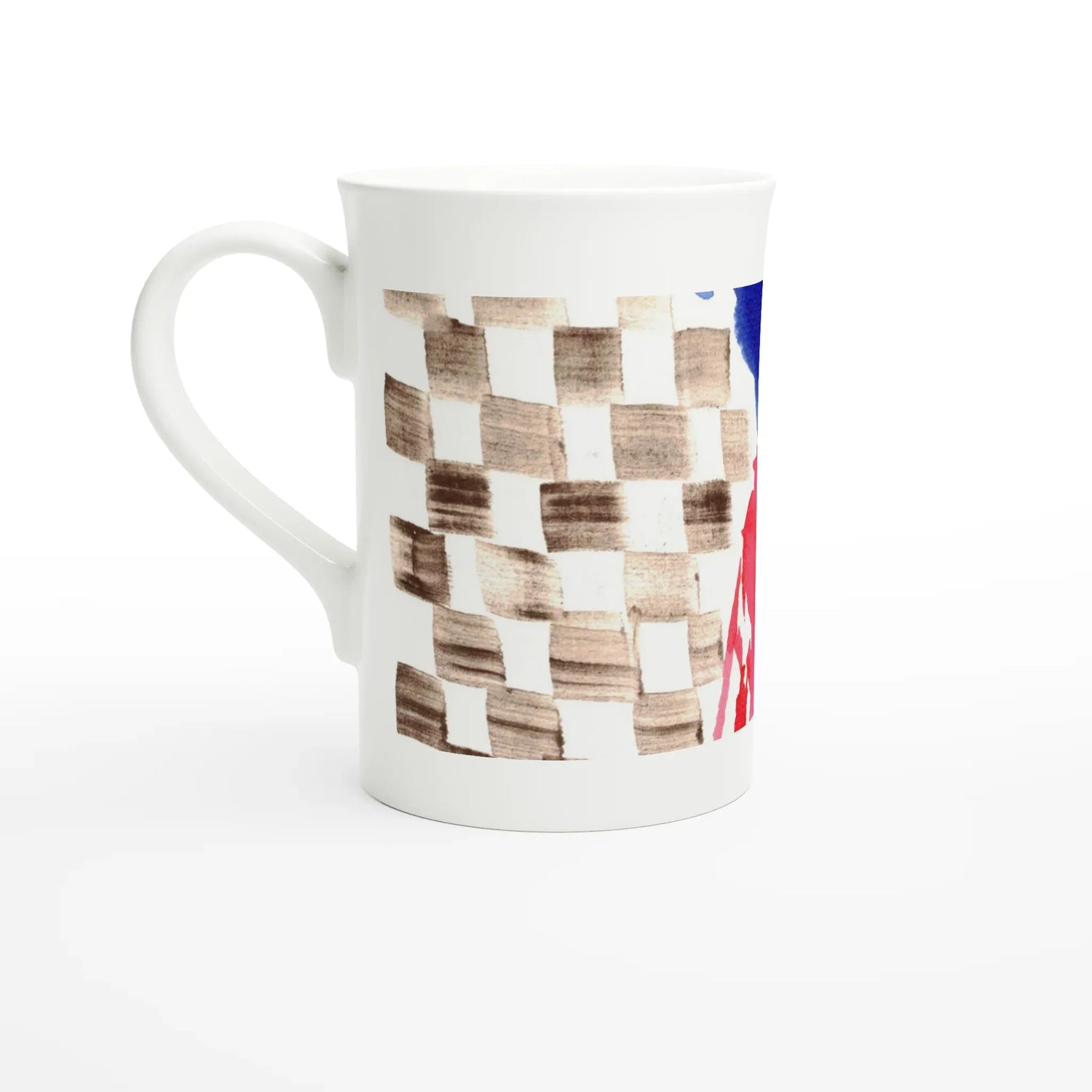 Mug en porcelaine fine blanche 30 cl damier – Élégance et finesse intemporelle - Laure Leprince - Artiste Peintre