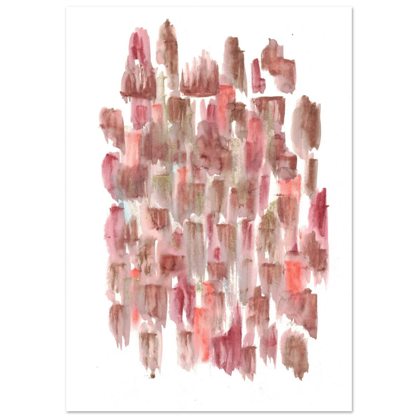 Abstract Watercolor Brushstrokes Matte Poster - Earthy Hues & Gold Flecks - Laure Leprince - Artiste Peintre