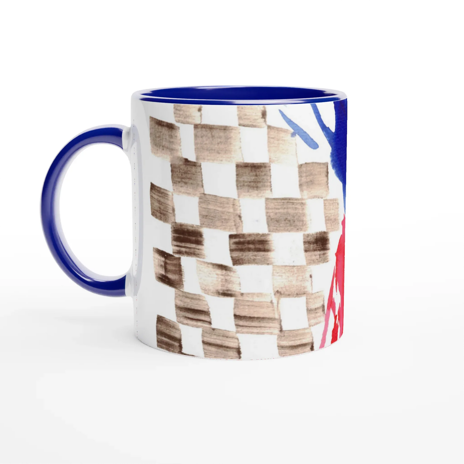 Mug en céramique colorée 325 ml damier – Élégance et durabilité - Laure Leprince - Artiste Peintre