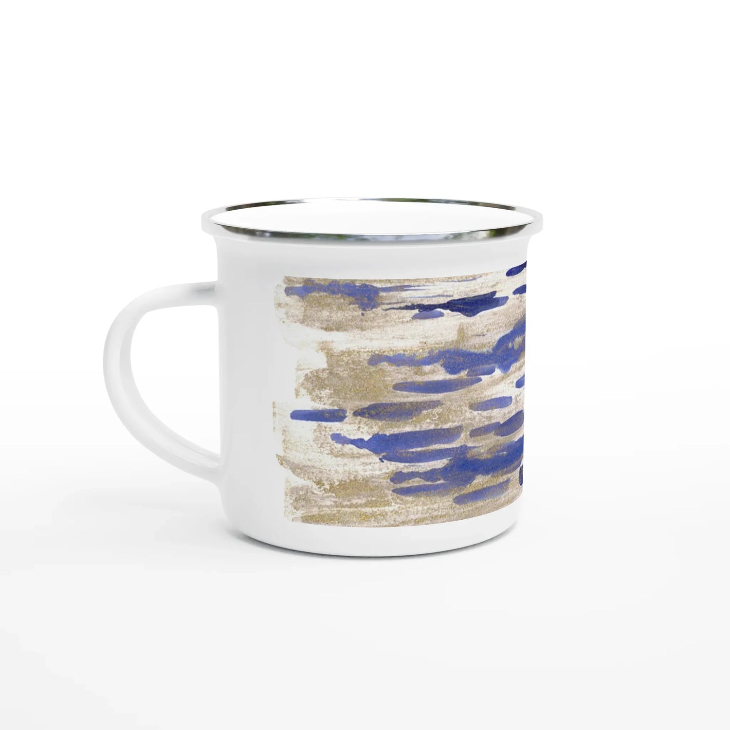 Mug en émail blanc 35 cl Golden Drip– Léger, vintage et résistant - Laure Leprince - Artiste Peintre