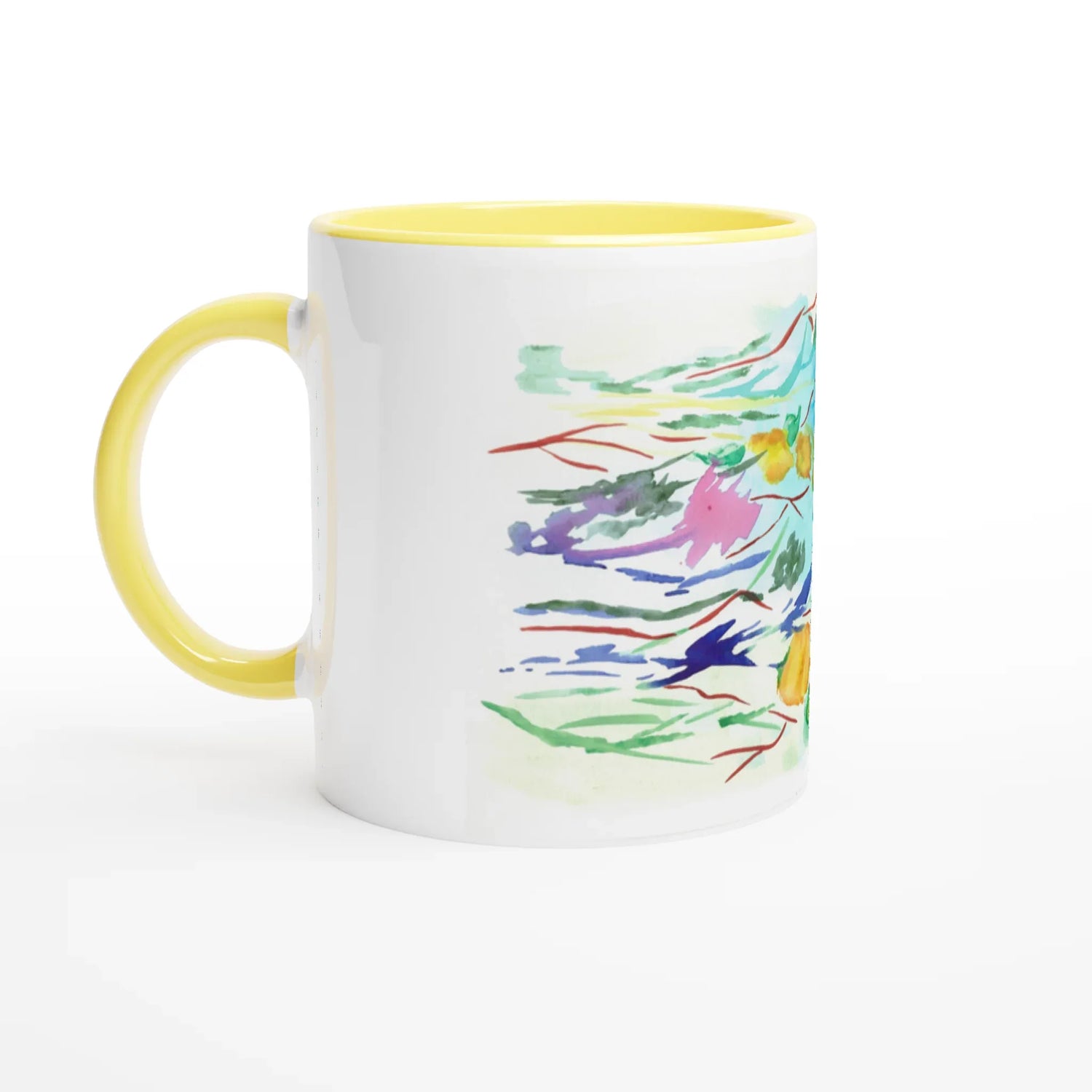 Mug en céramique blanche 325 ml Jardin Lumineux – Élégance, sécurité et durabilité - Laure Leprince - Artiste Peintre