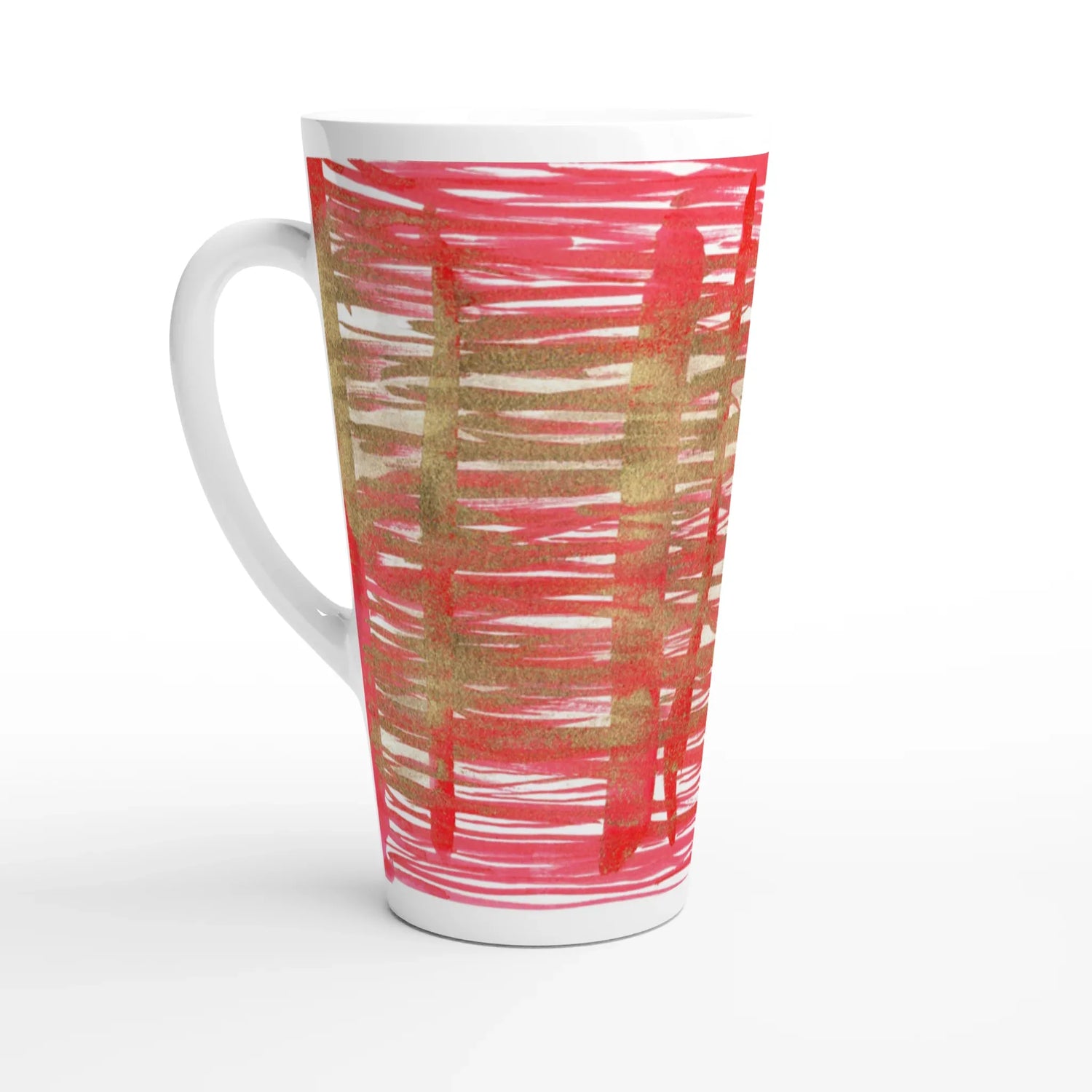 Mug à Latte en Céramique Blanche 500 ml Red Waves – Élégant, durable et brillant - Laure Leprince - Artiste Peintre