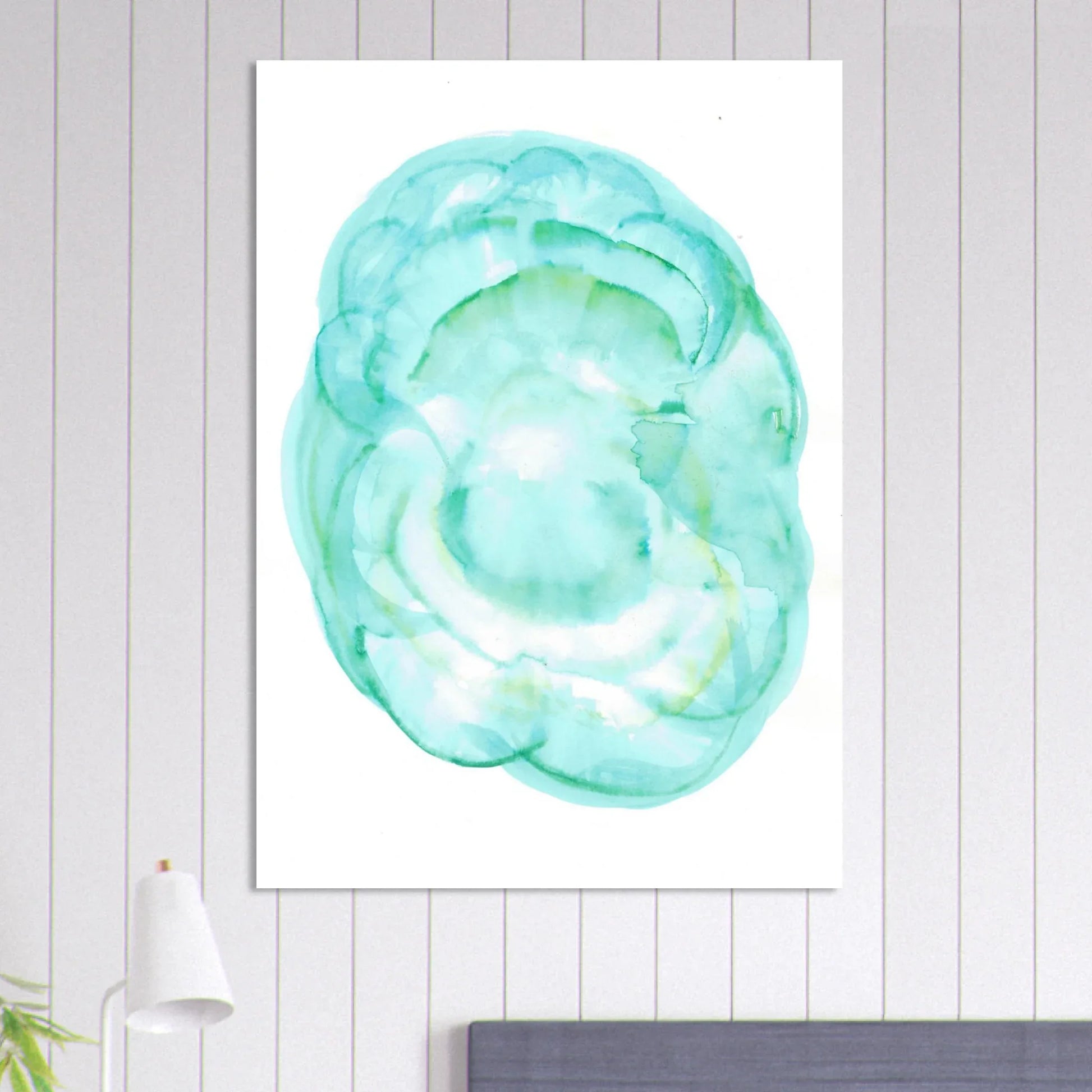 Oceanic Dream Premium Matte Poster - Serene Teal & Green Abstract Watercolor Art - Laure Leprince - Artiste Peintre