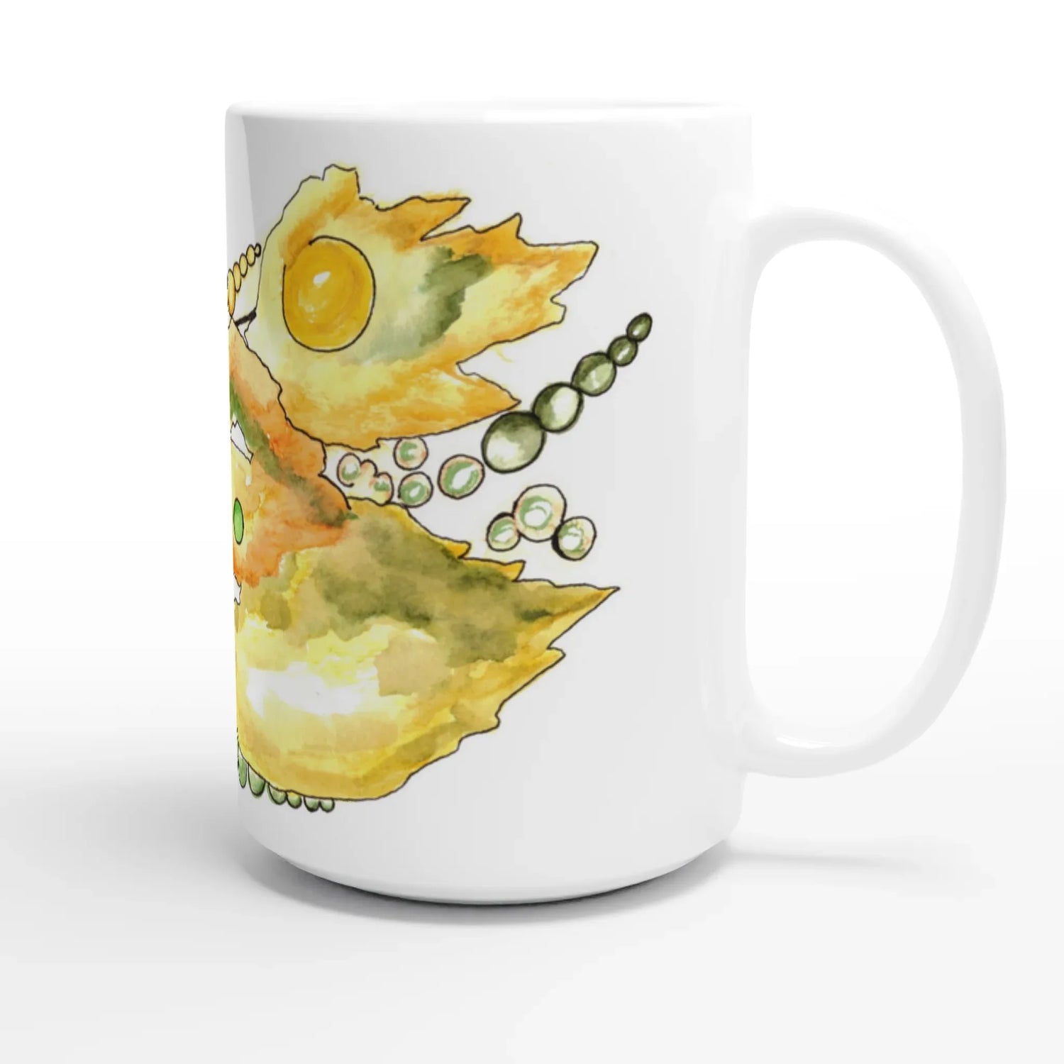 Mug en céramique blanche 44 cl Feuillaison – Grand format, design et qualité durable - Laure Leprince - Artiste Peintre