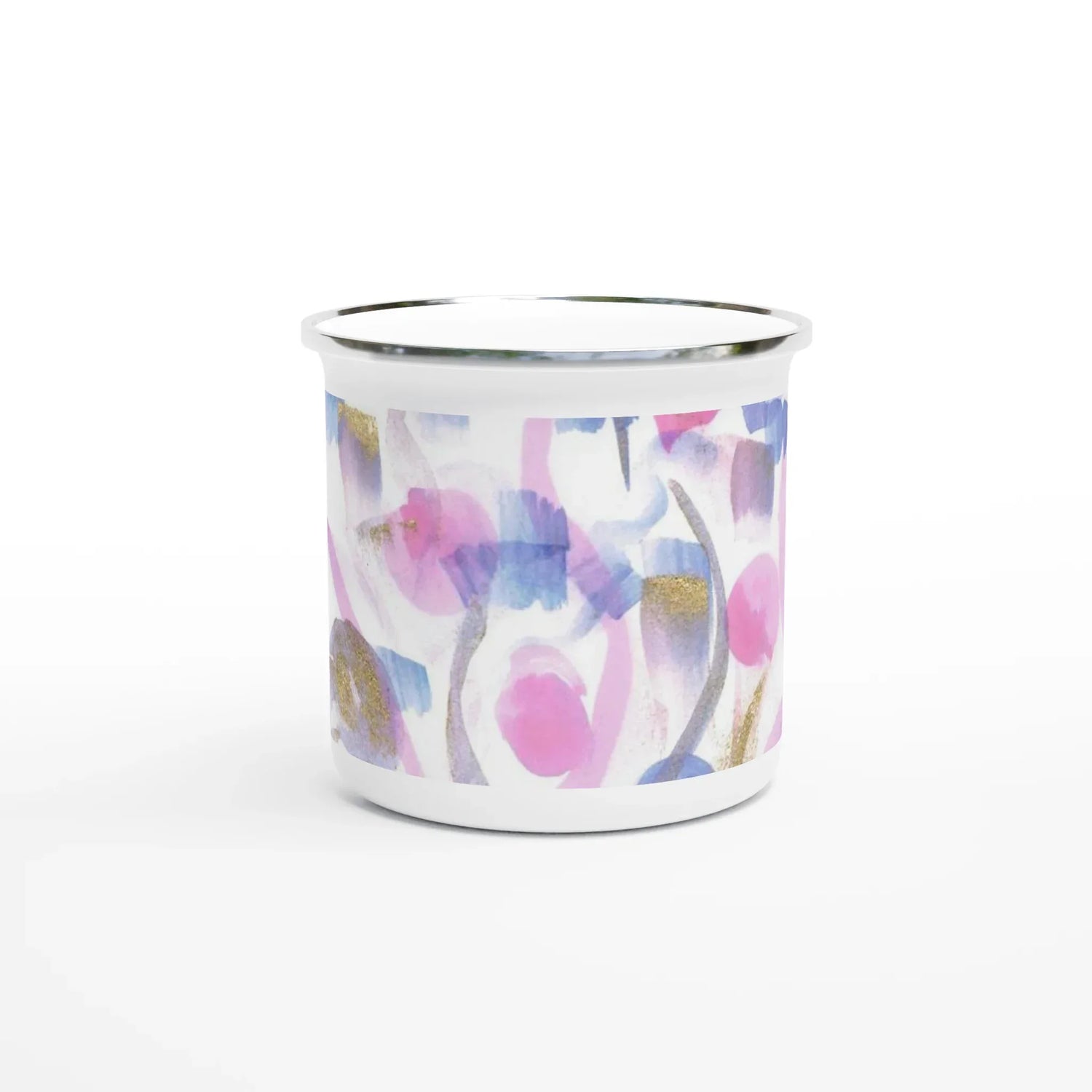 Mug en émail blanc 35 cl City Petal Drift – Léger, vintage et résistant - Laure Leprince - Artiste Peintre