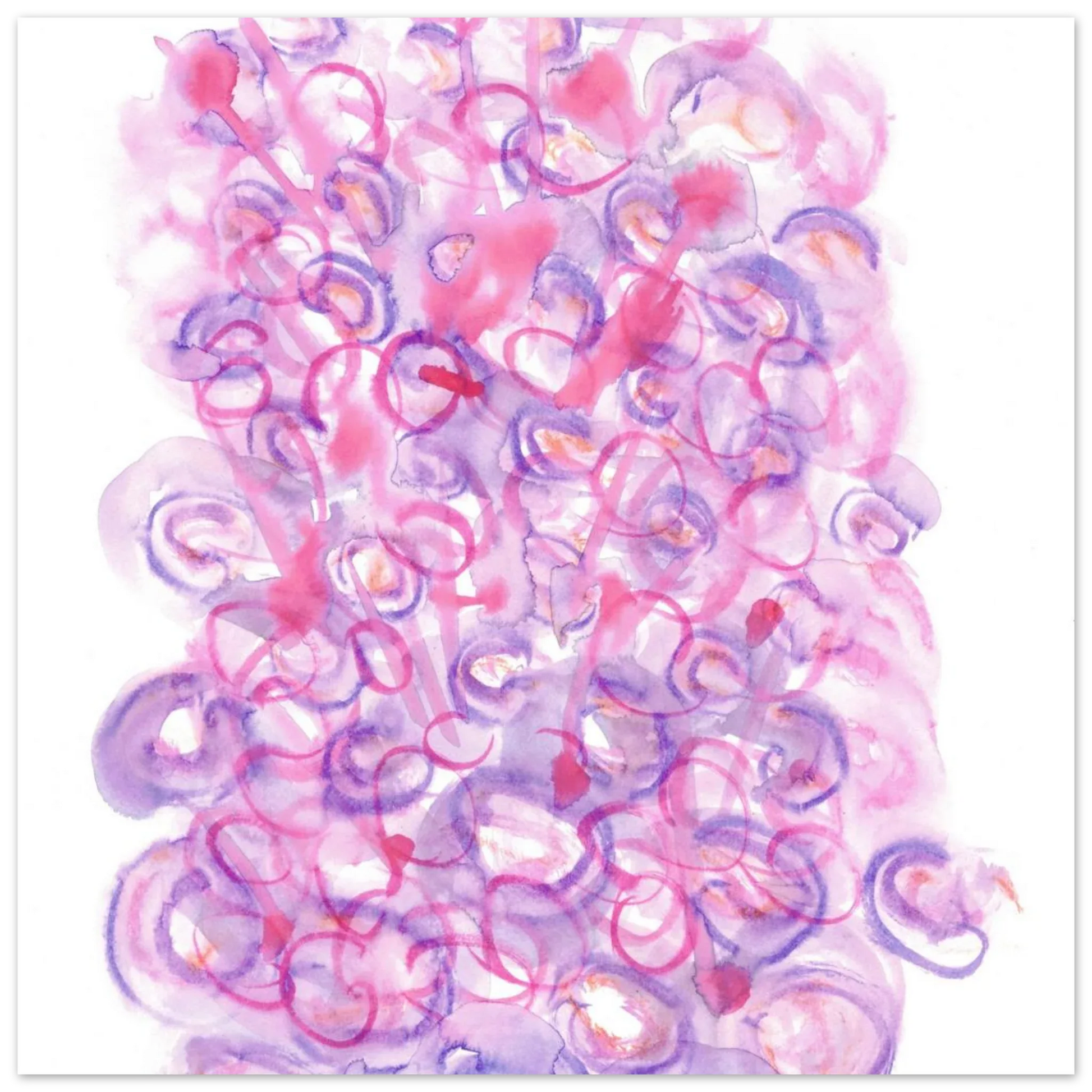 Abstract Swirls Watercolour Poster in Pink & Purple - Premium Matte Paper Art Print RDJ3-1 - Laure Leprince - Artiste Peintre