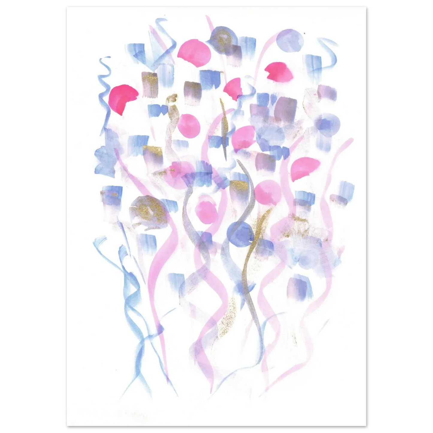Abstract Watercolor Dreamscape Poster - Pastel Hues & Gold Flecks RDJ3-1 - Laure Leprince - Artiste Peintre