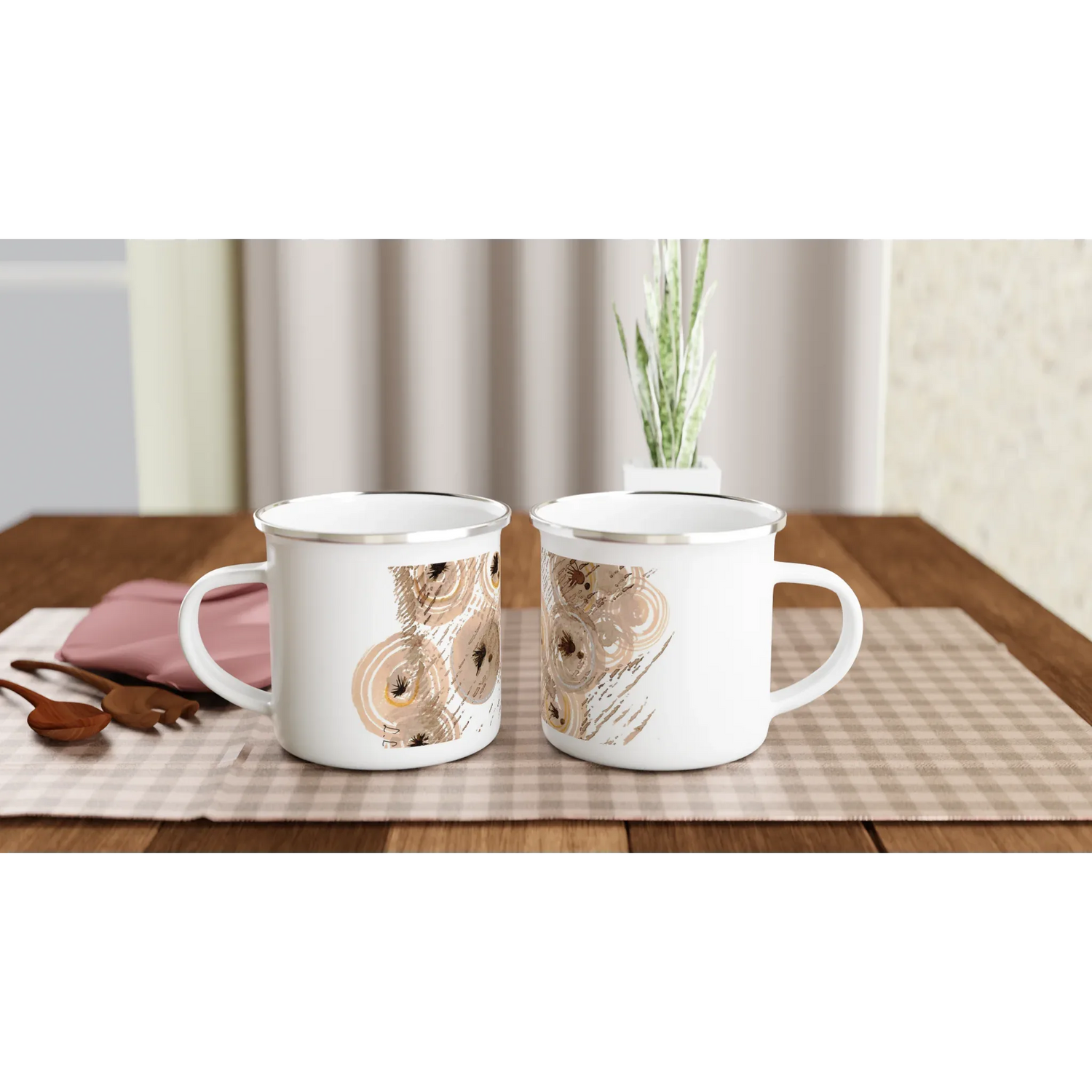 Mug en émail blanc 35 cl Sables stellaires – Léger, vintage et résistant - Laure Leprince - Artiste Peintre