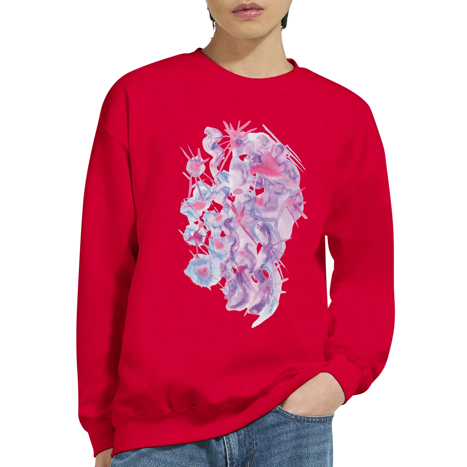 Sweatshirt Unisexe Classique Nebuleuse Pourpre – Impression Artistique Multicolore - Laure Leprince - Artiste Peintre