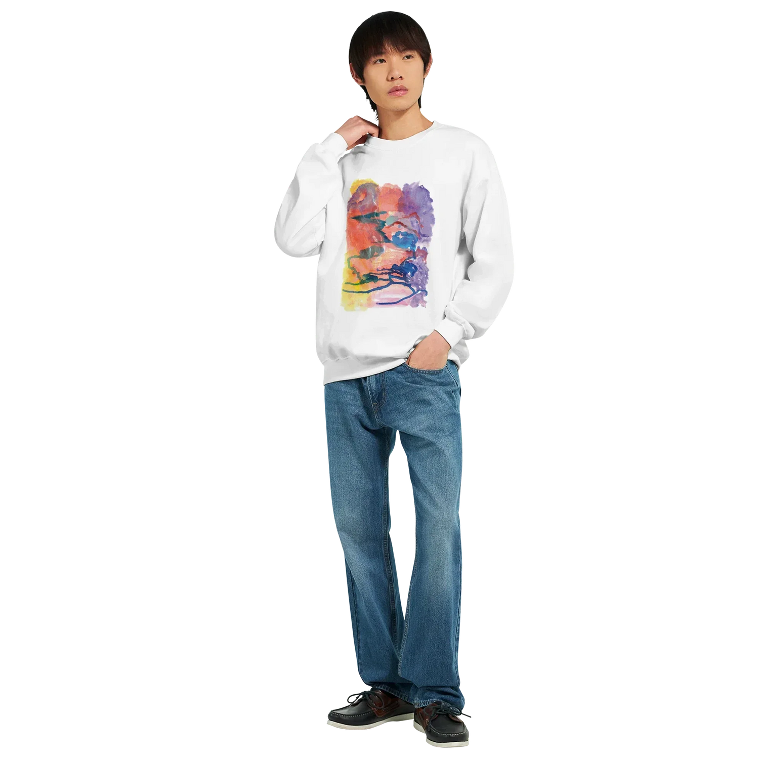Sweatshirt Unisexe Classique Neon mirage – Impression Artistique Multicolore - Laure Leprince - Artiste Peintre