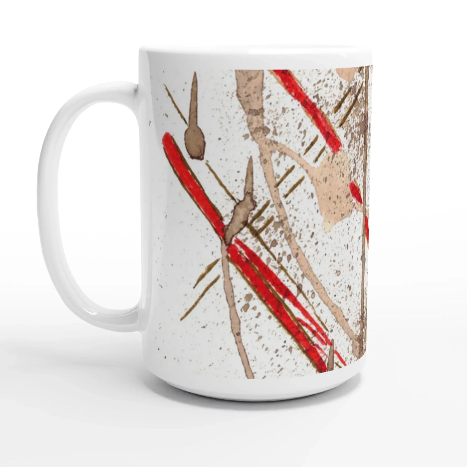 Mug en céramique blanche 44 cl particules – Tasse design brillante, compatible lave-vaisselle et micro-ondes - Laure Leprince - Artiste Peintre