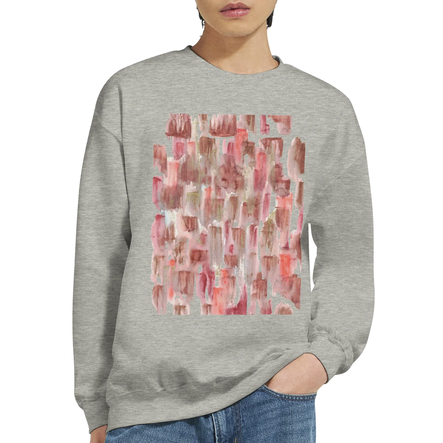 Sweatshirt Unisexe Classique Terracotta Waves – Impression Artistique Multicolore - Laure Leprince - Artiste Peintre