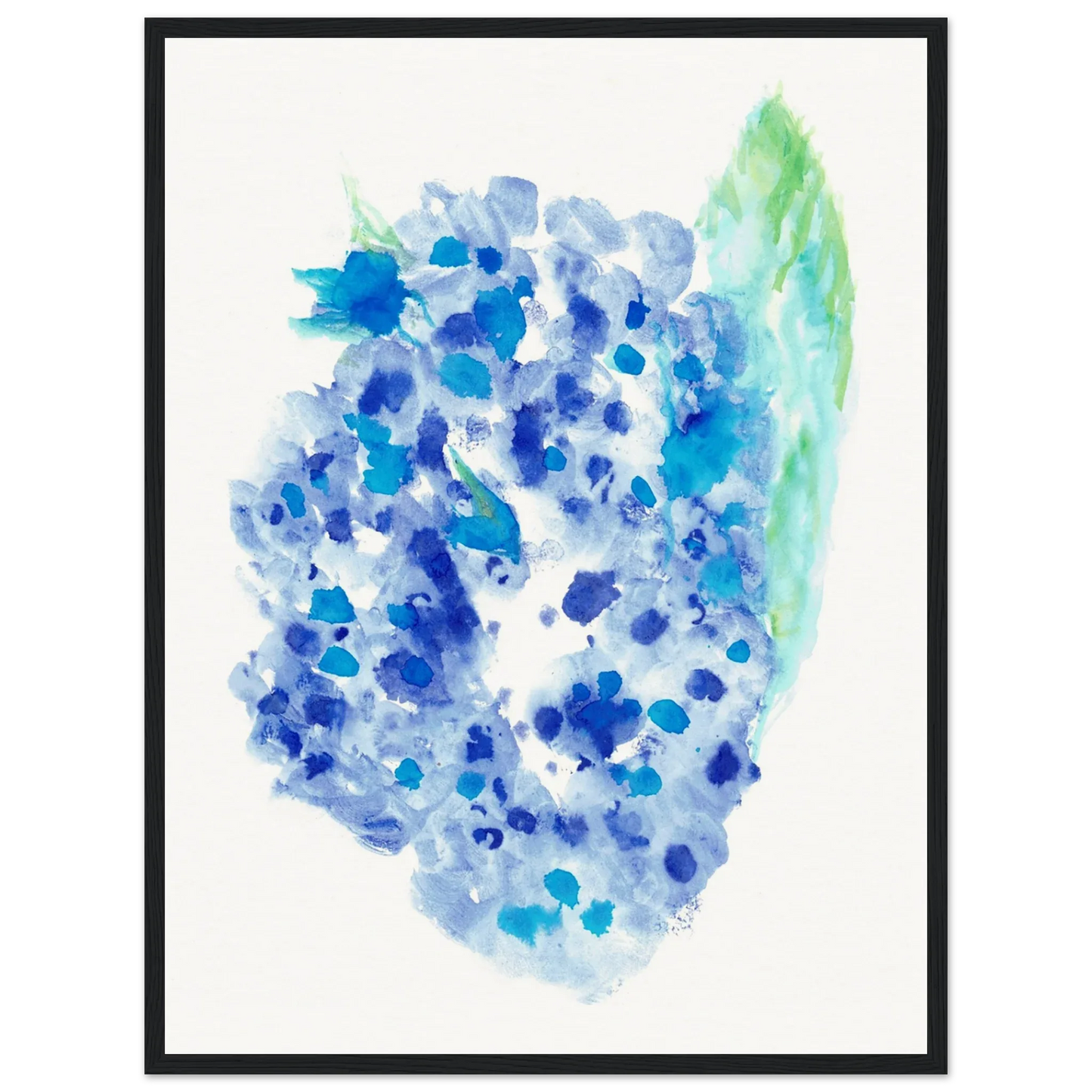 Affiche Encadrée Museum-Quality Matte Paper Wooden Framed Hortensia Celeste - Laure Leprince - Artiste Peintre