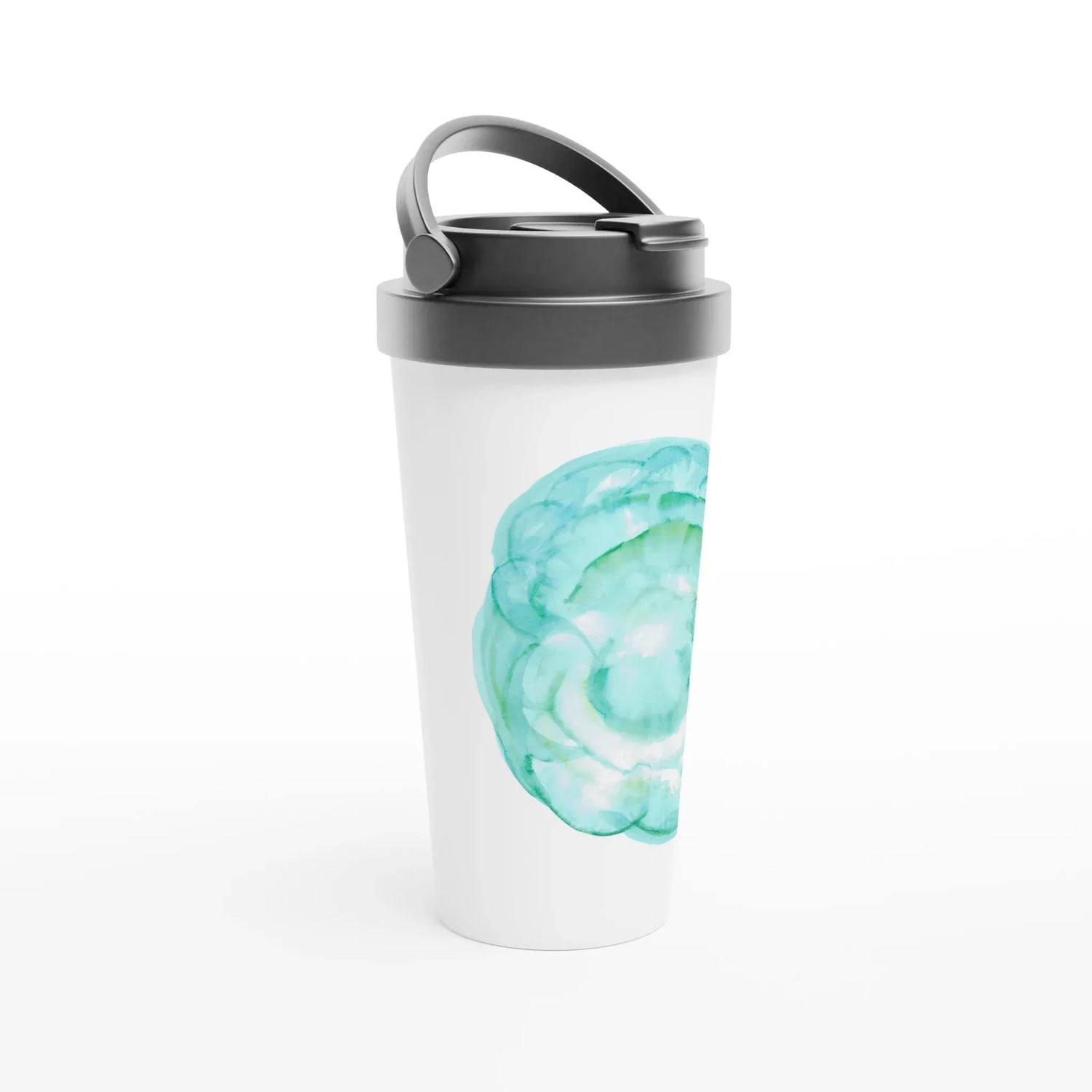Mug de voyage isotherme 450 ml (15 oz)Aqua Bloom - Étanche, réutilisable et design artistique - Laure Leprince - Artiste Peintre
